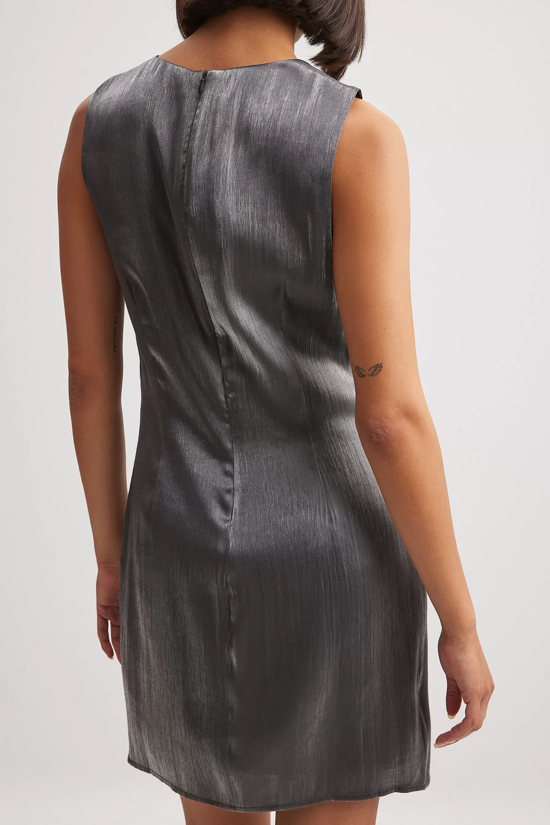 NA-KD Metallic Mini Dress Silver