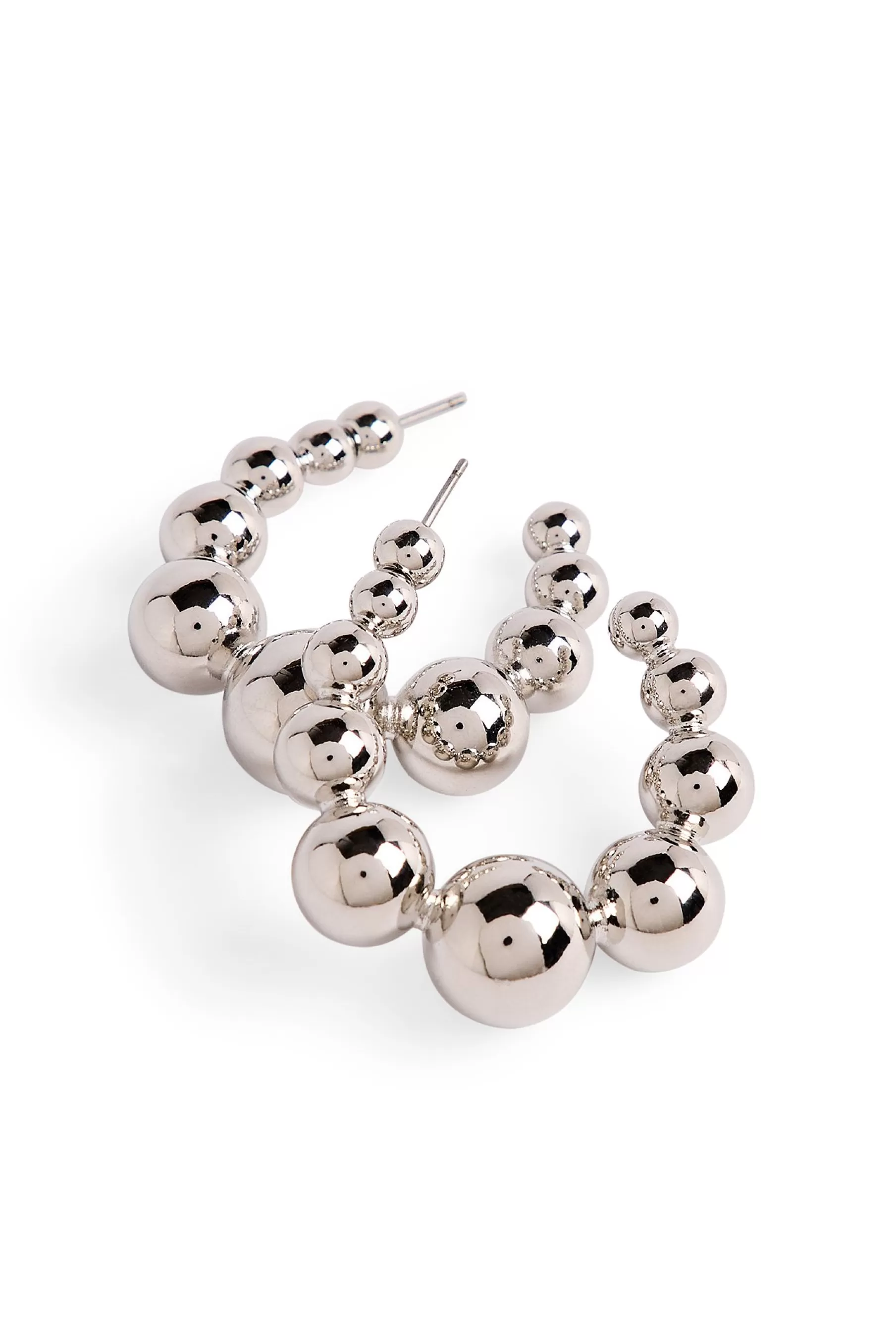 NA-KD Metallic Pearl Hoops Silver