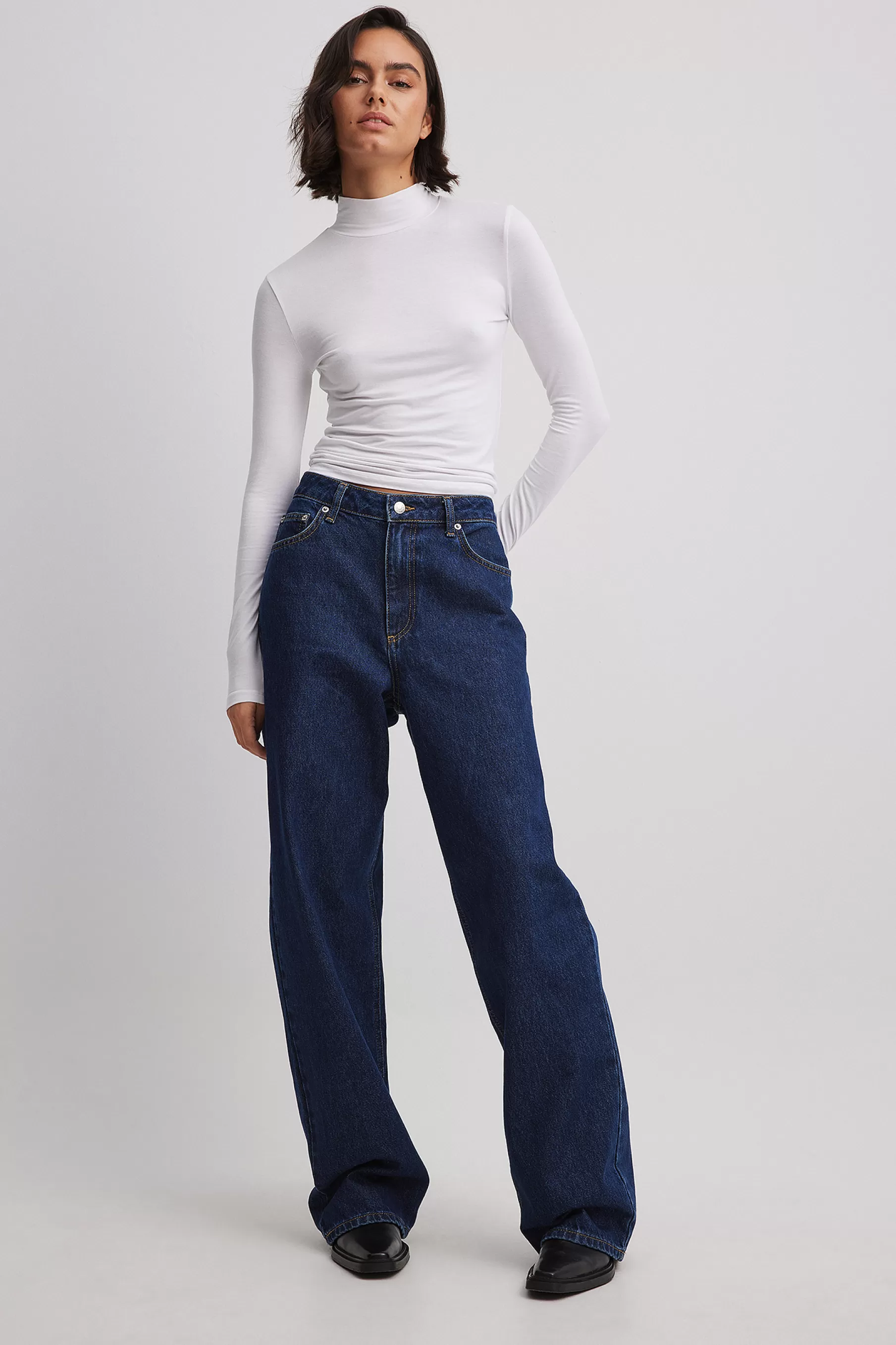 NA-KD Mid Waist Loose Long Jeans Blue