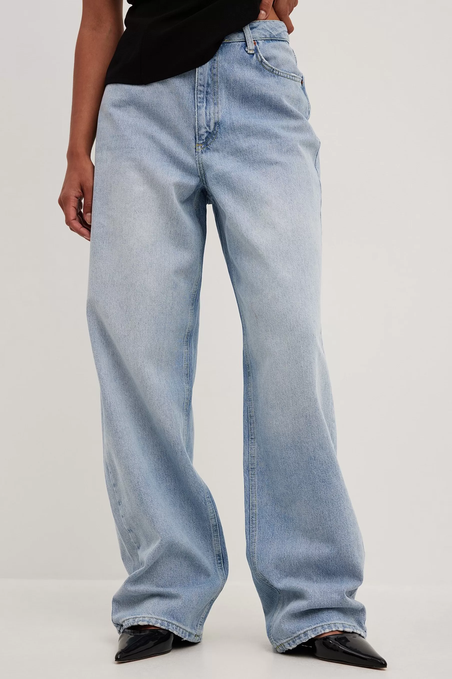 NA-KD Mid Waist Loose Long Jeans Blue