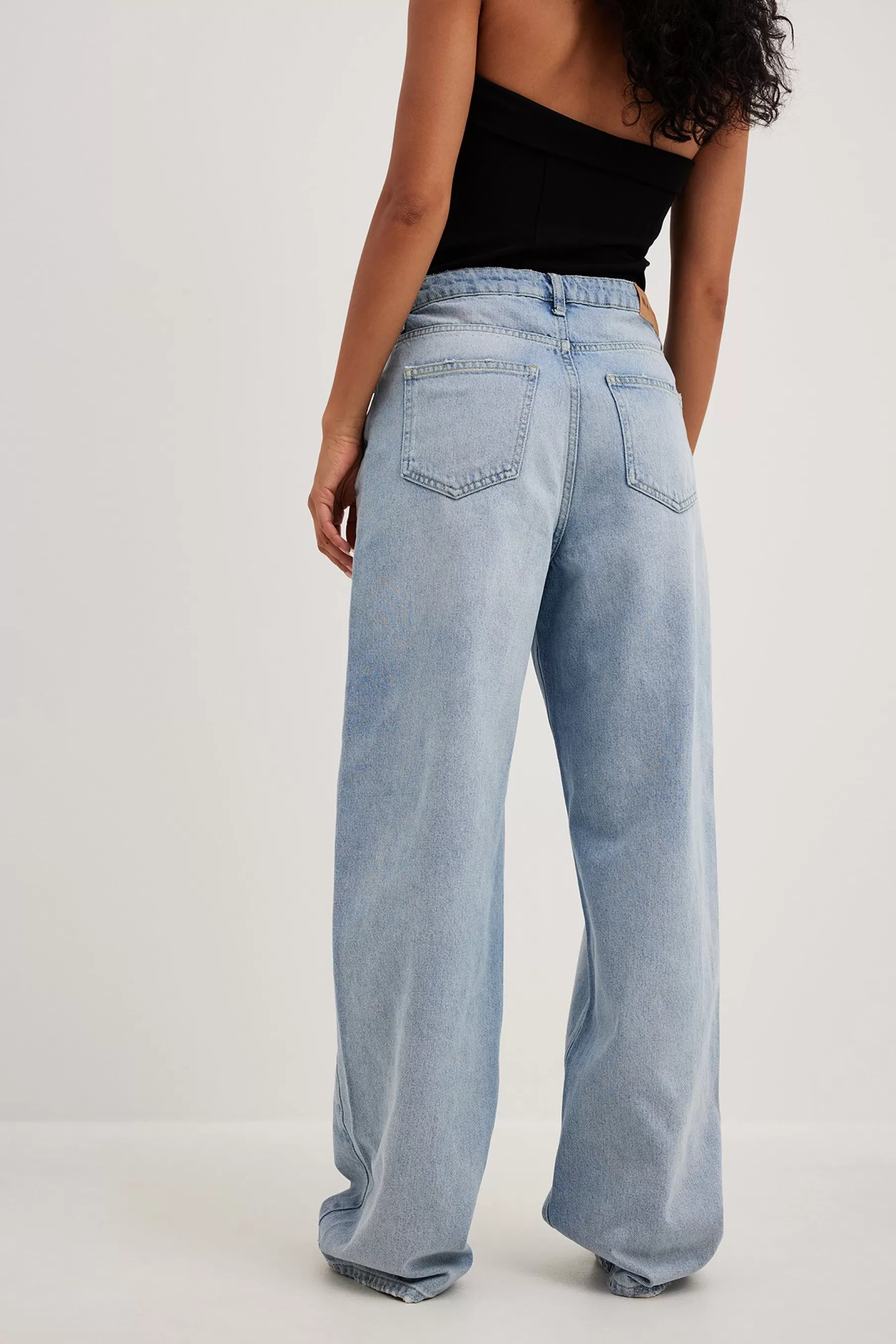 NA-KD Mid Waist Loose Long Jeans Blue