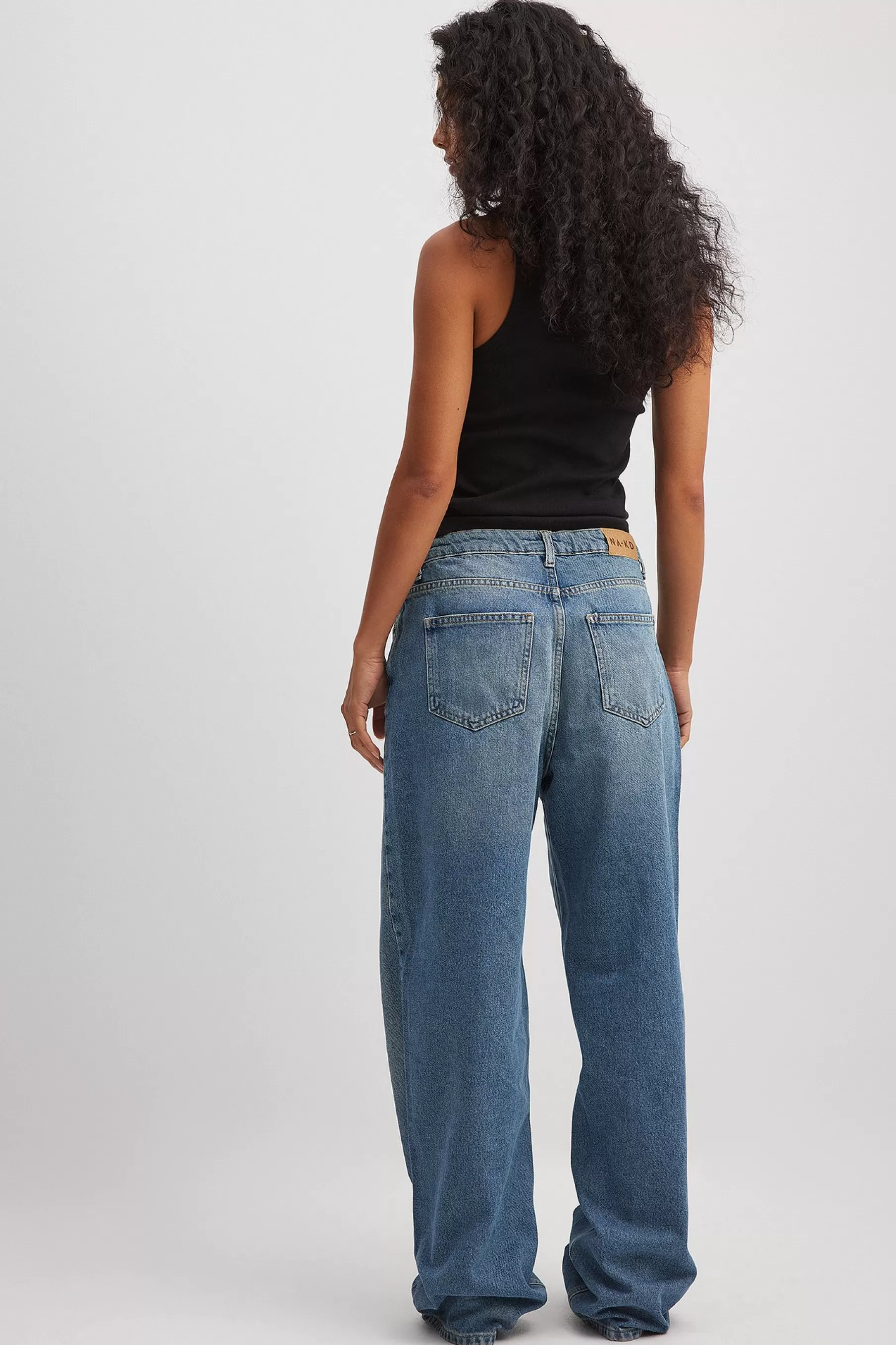 NA-KD Mid Waist Loose Long Jeans Blue