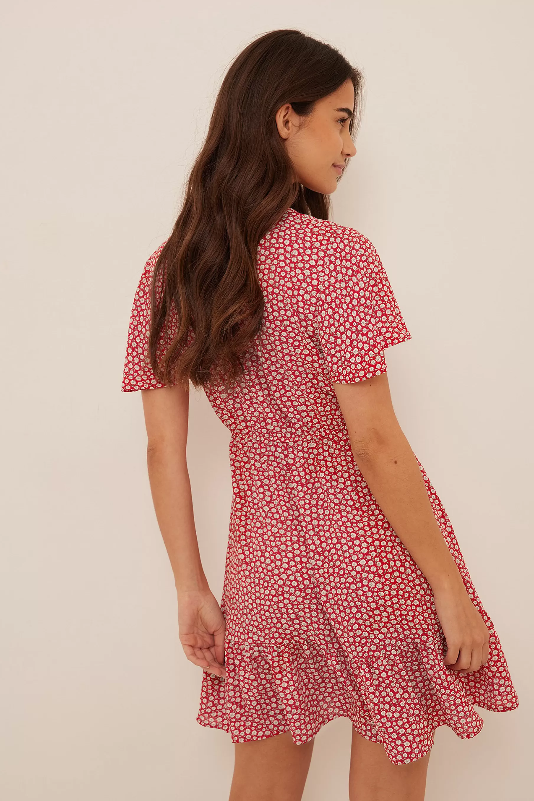 NA-KD Mini Printed Buttoned Dress Red