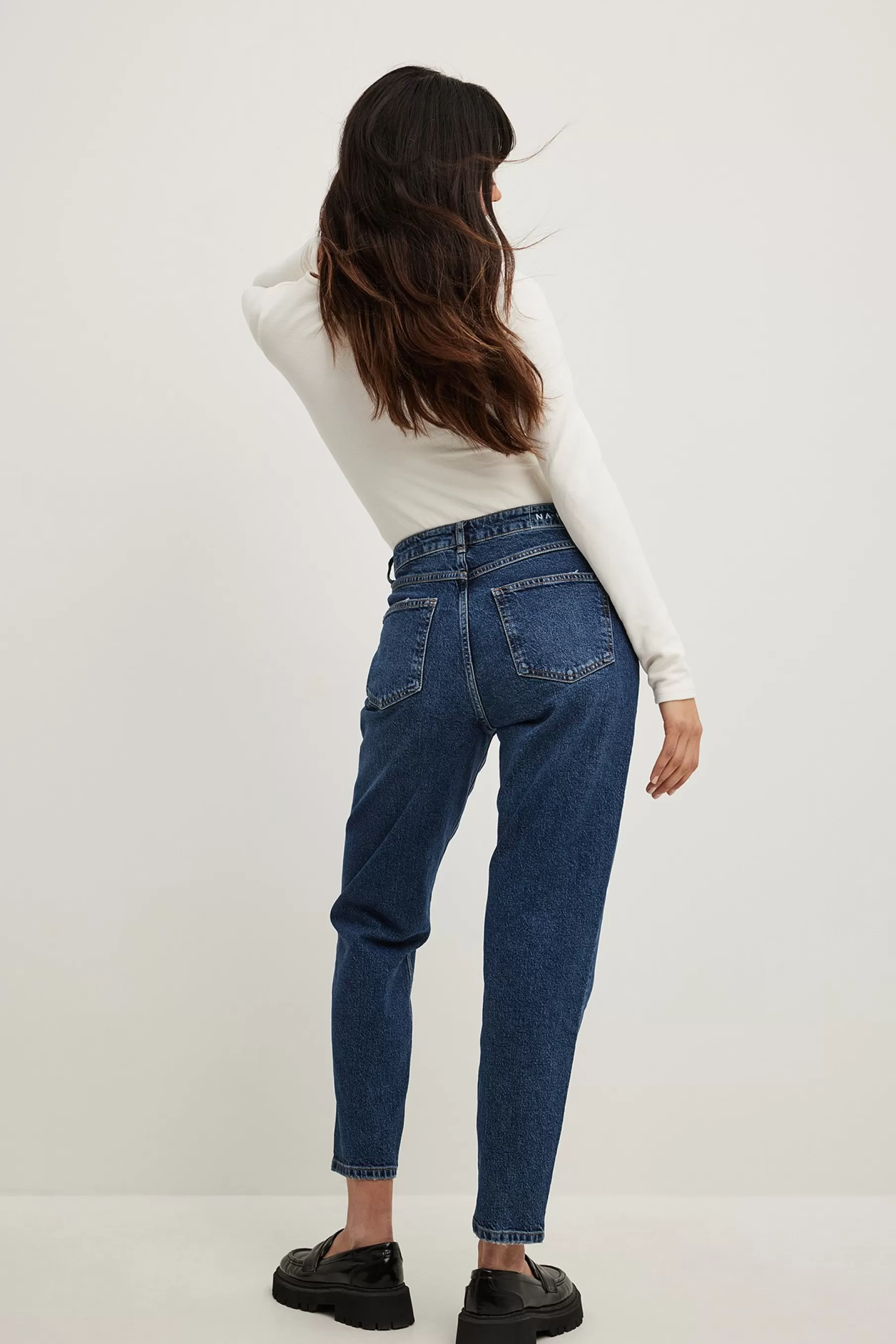 NA-KD Mom High Waist Jeans Blue