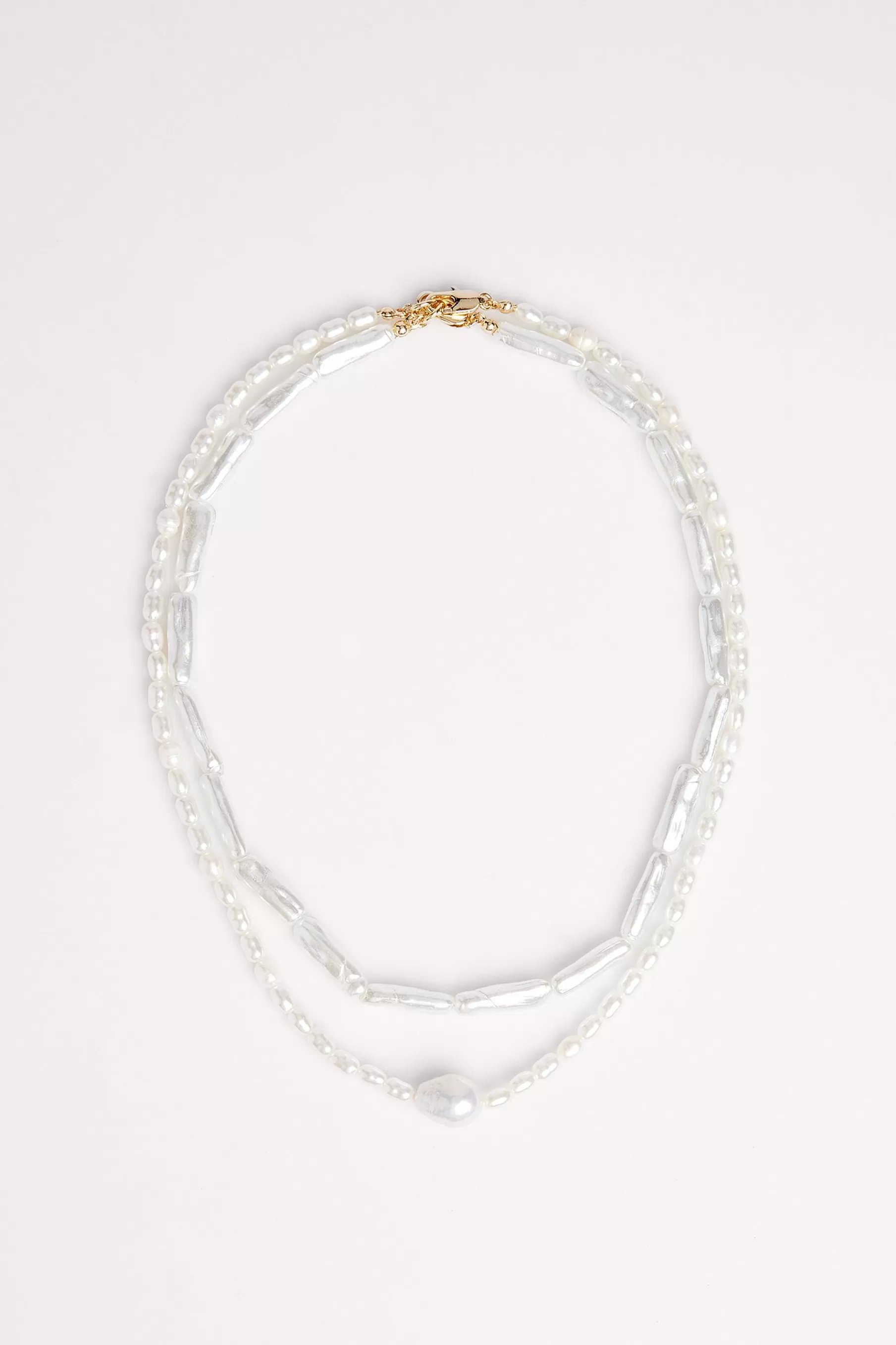 NA-KD Multilayer Fresh Water Pearl Necklace White