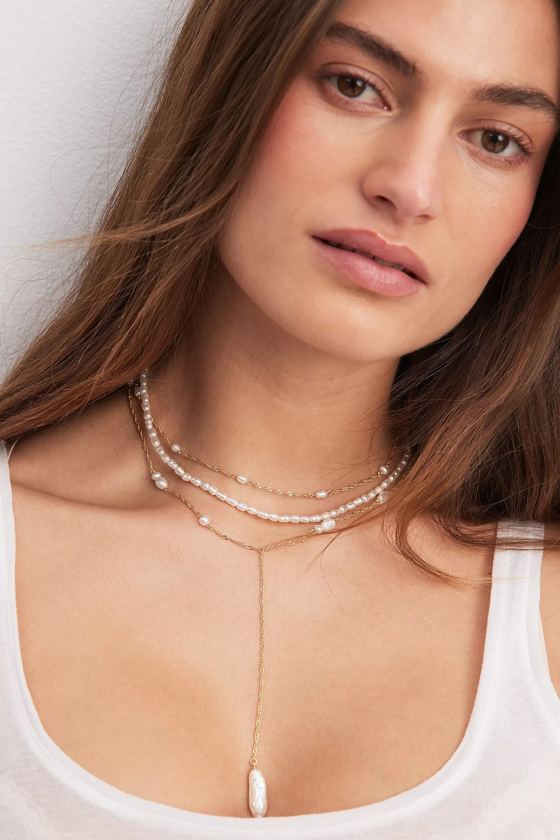 NA-KD Multipack Twisted Pearl Necklace Gold