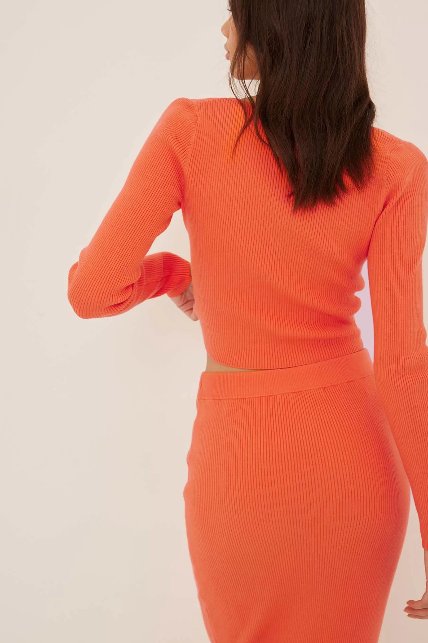 NA-KD Neckline Detail Knitted Sweater Orange