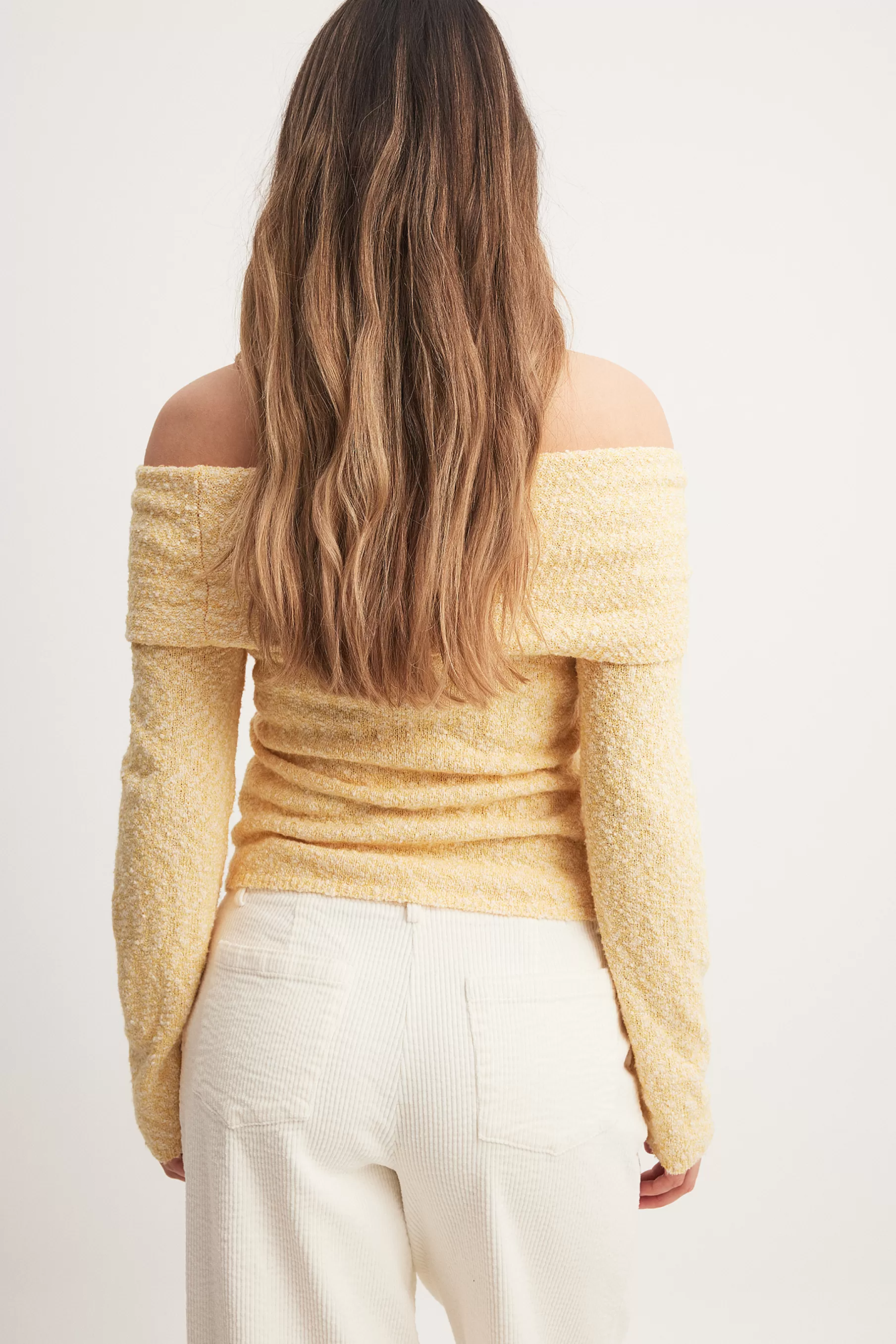 NA-KD Off Shoulder Knitted Top Yellow