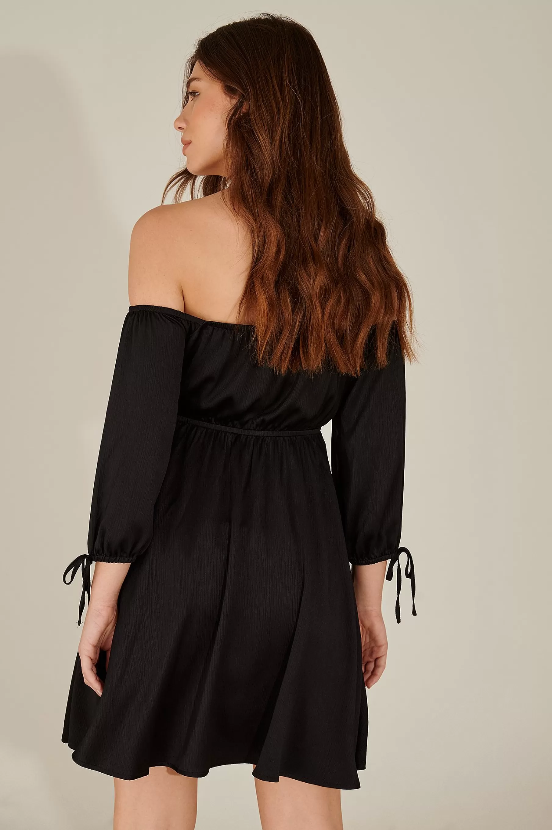 NA-KD Off Shoulder Recycled Mini Dress Black