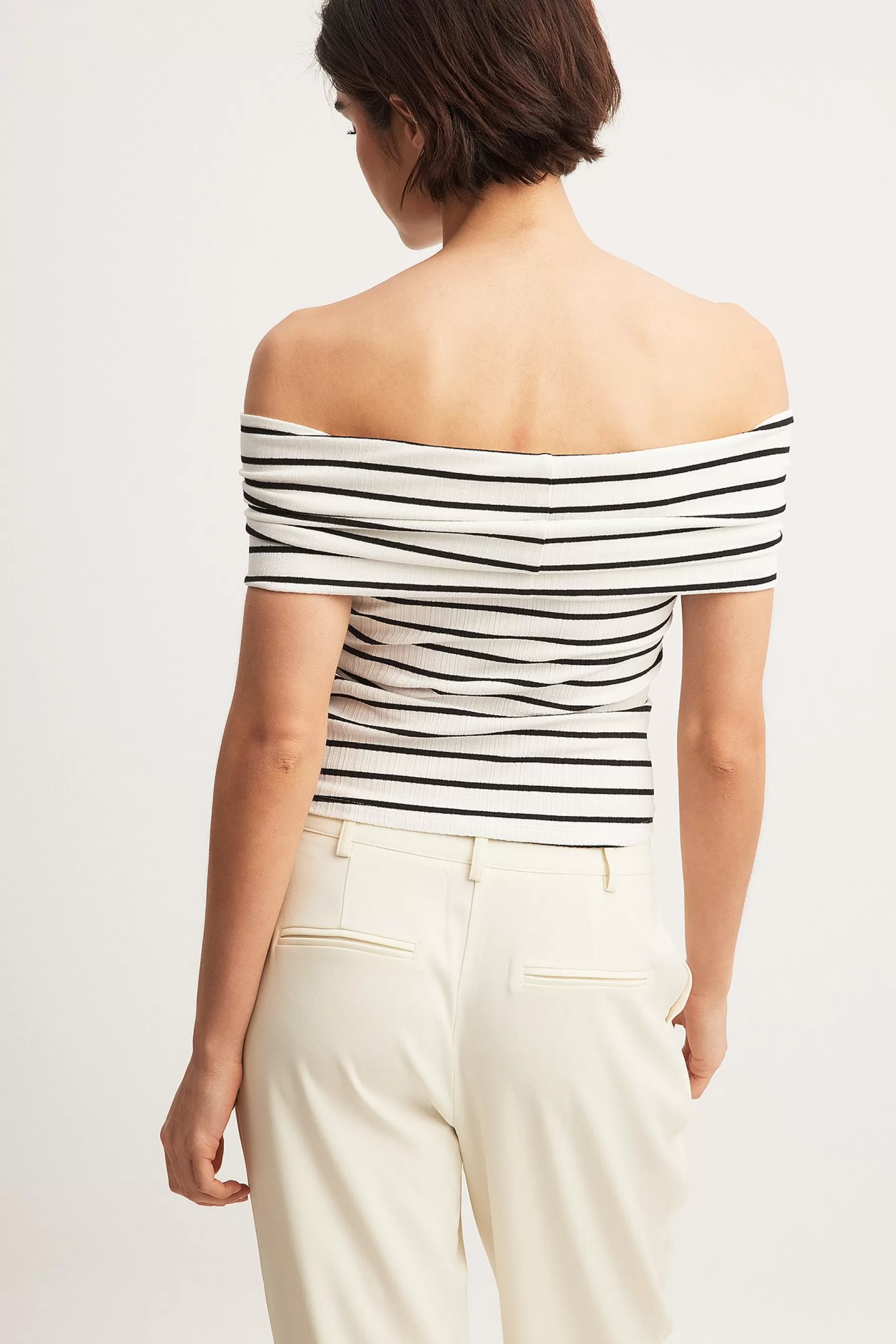 NA-KD Off Shoulder Rib Top Stripe