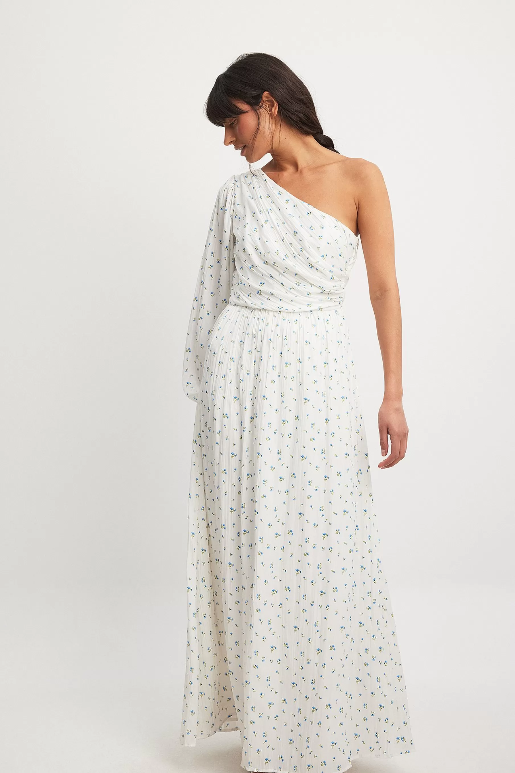 NA-KD One Balloon Sleeve Maxi Dress Flower