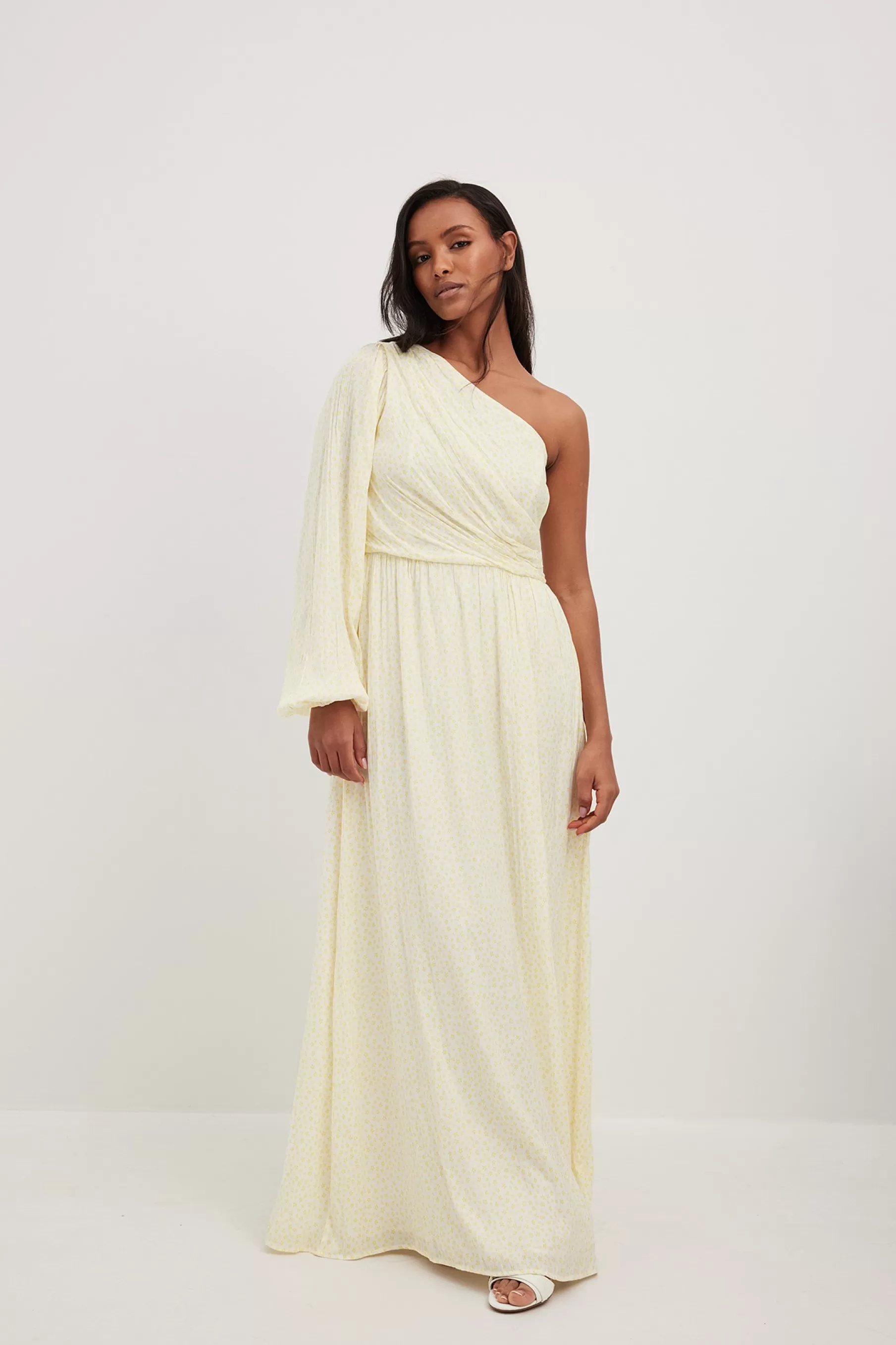 NA-KD One Balloon Sleeve Maxi Dress Yellow