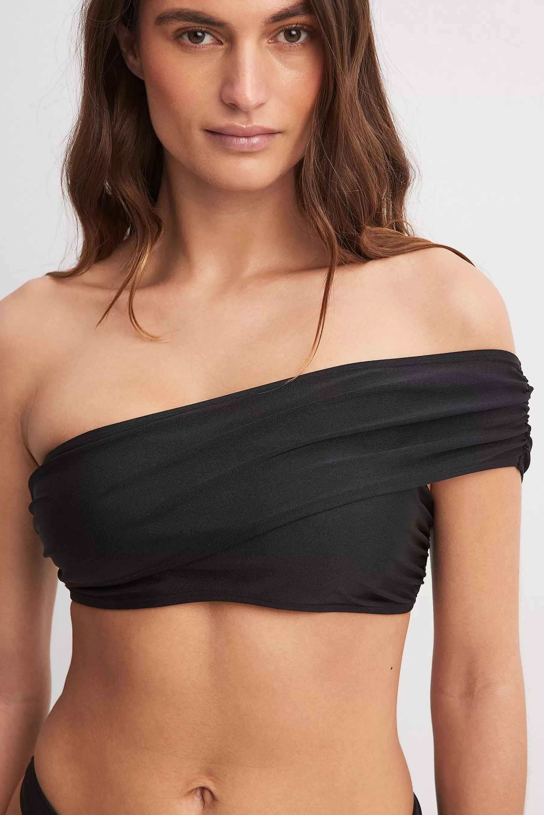 NA-KD One Shoulder Bikini Top Black