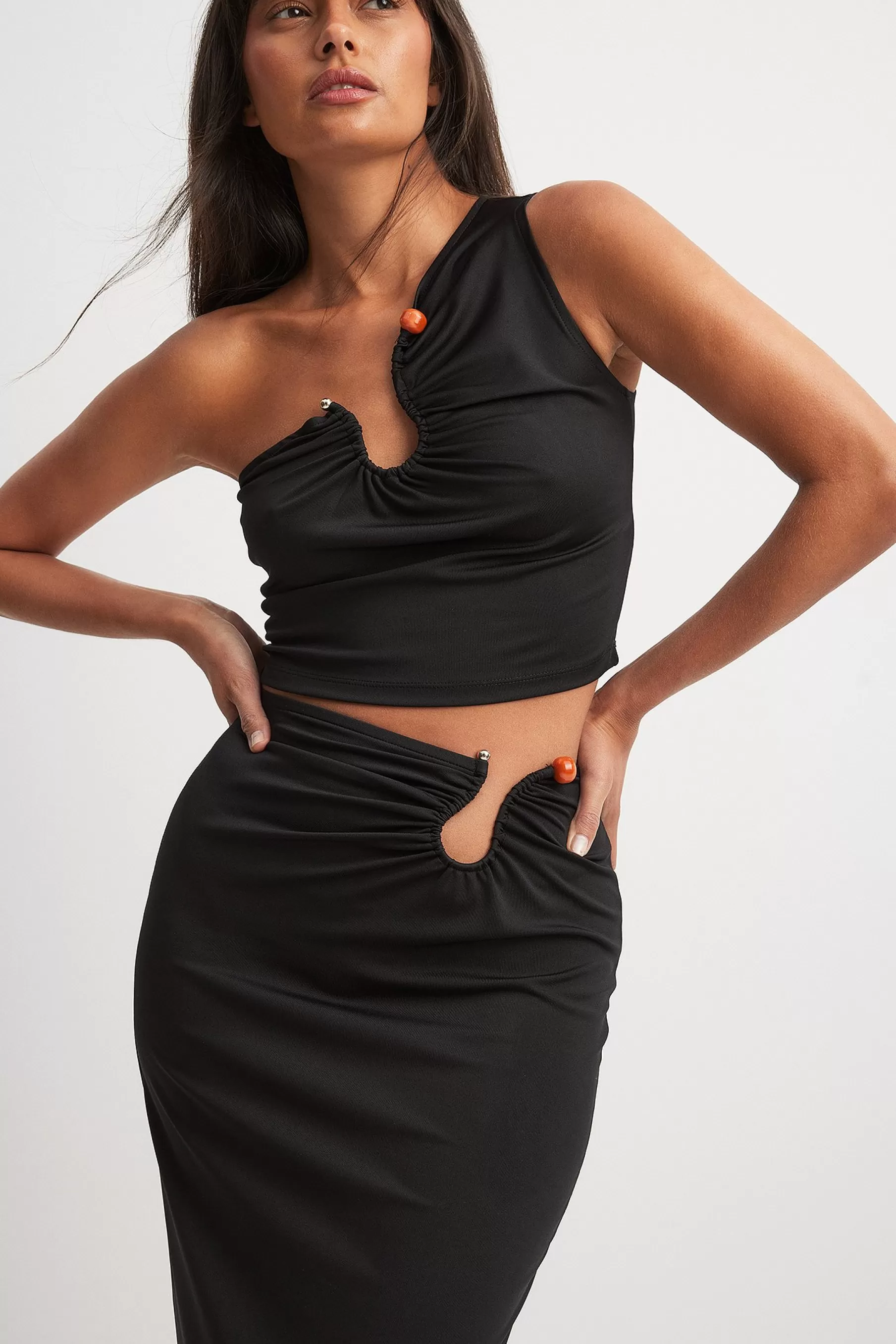 NA-KD One Shoulder Top Black