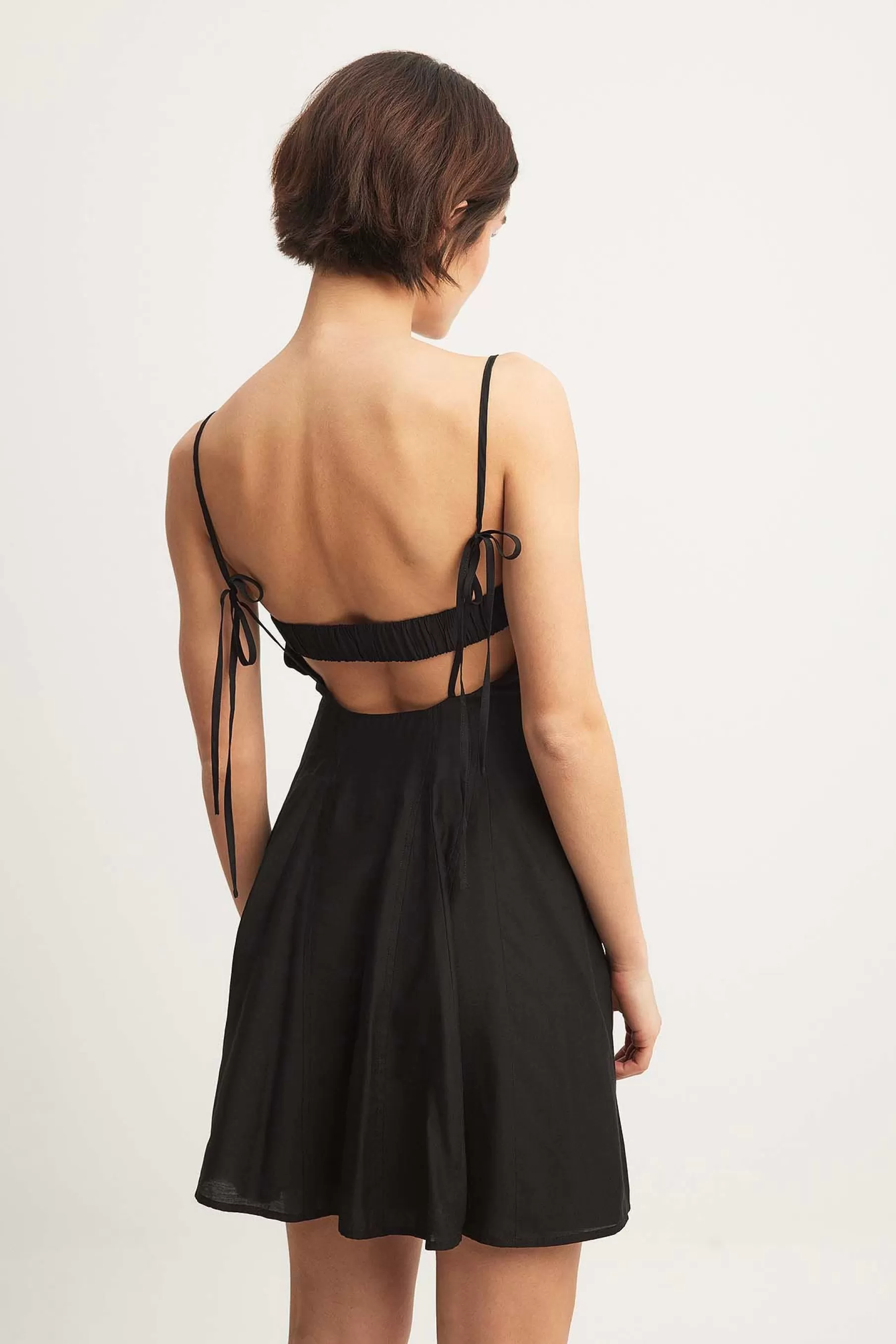 NA-KD Open Back Strap Mini Dress Black