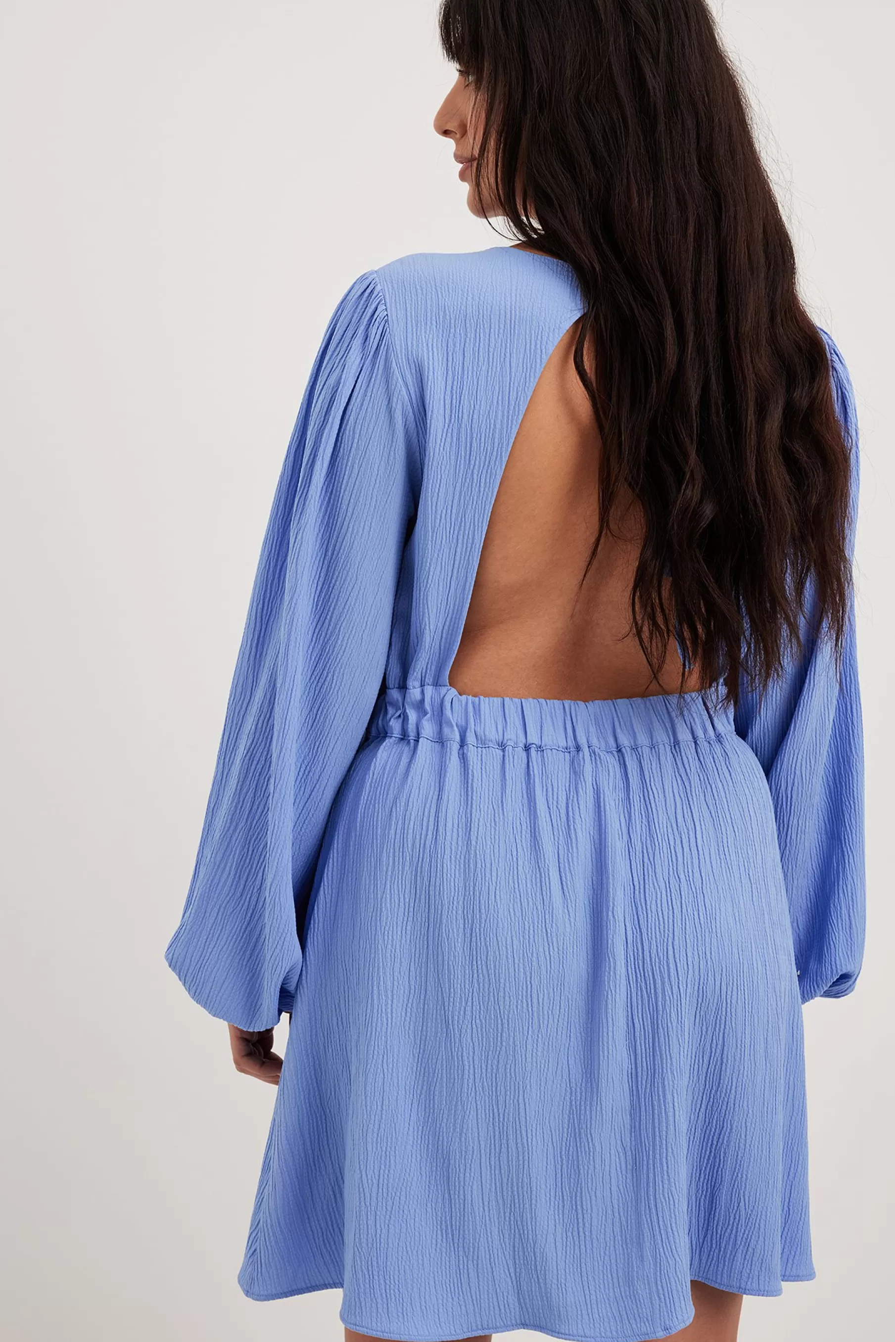 NA-KD Open Back Structured Mini Dress Blue