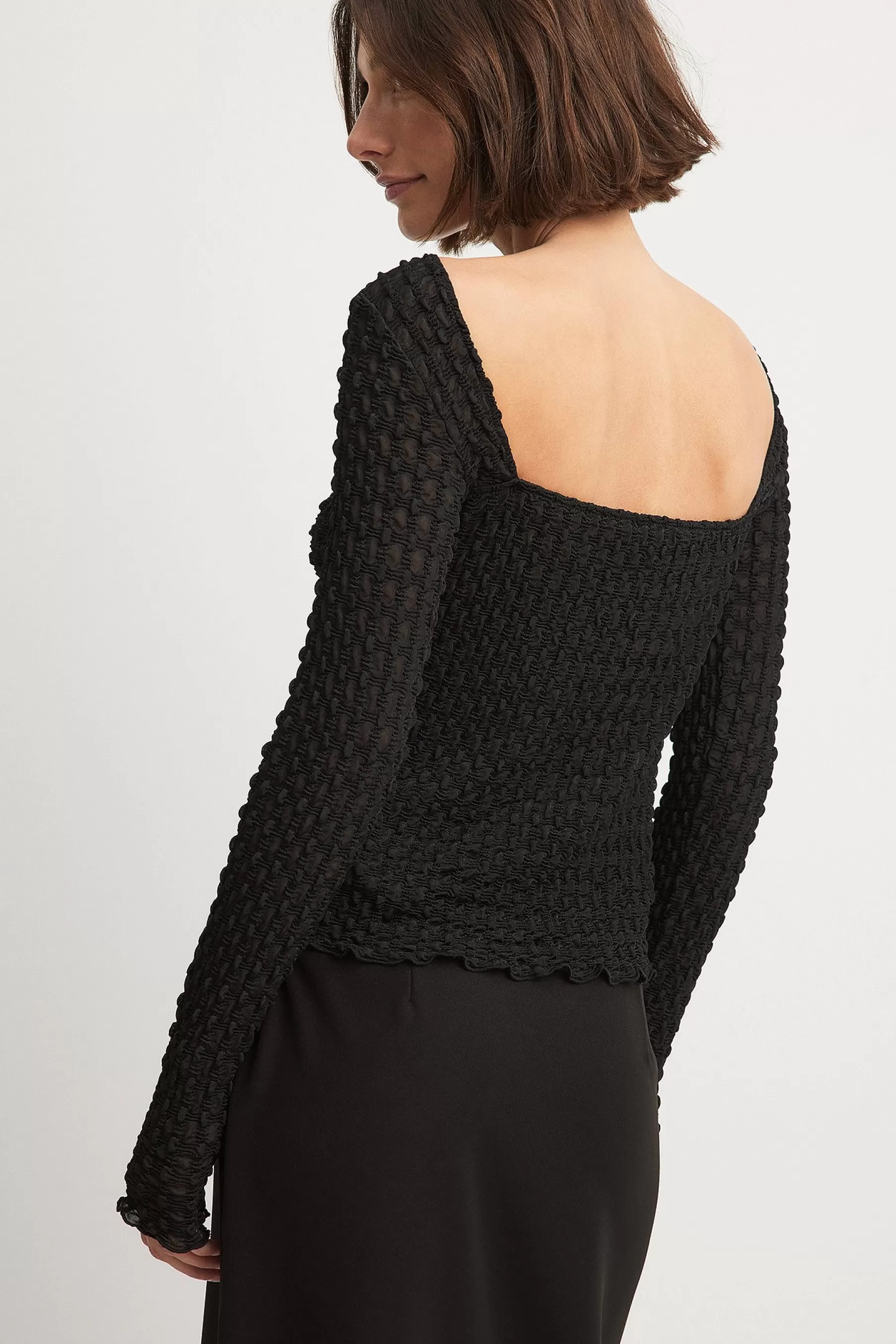 NA-KD Open Back Structured Top Black