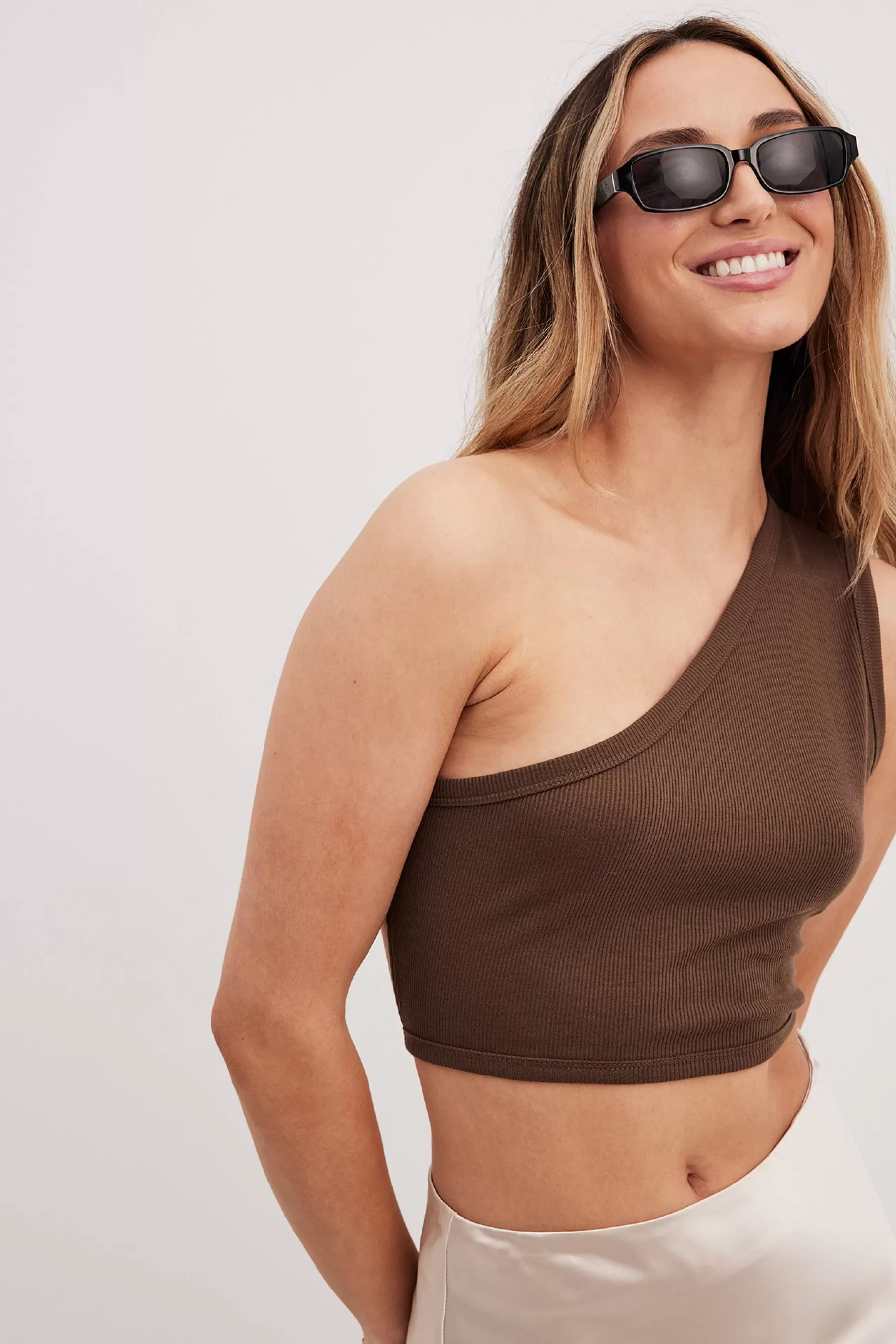 NA-KD Open Back Tie Top Brown