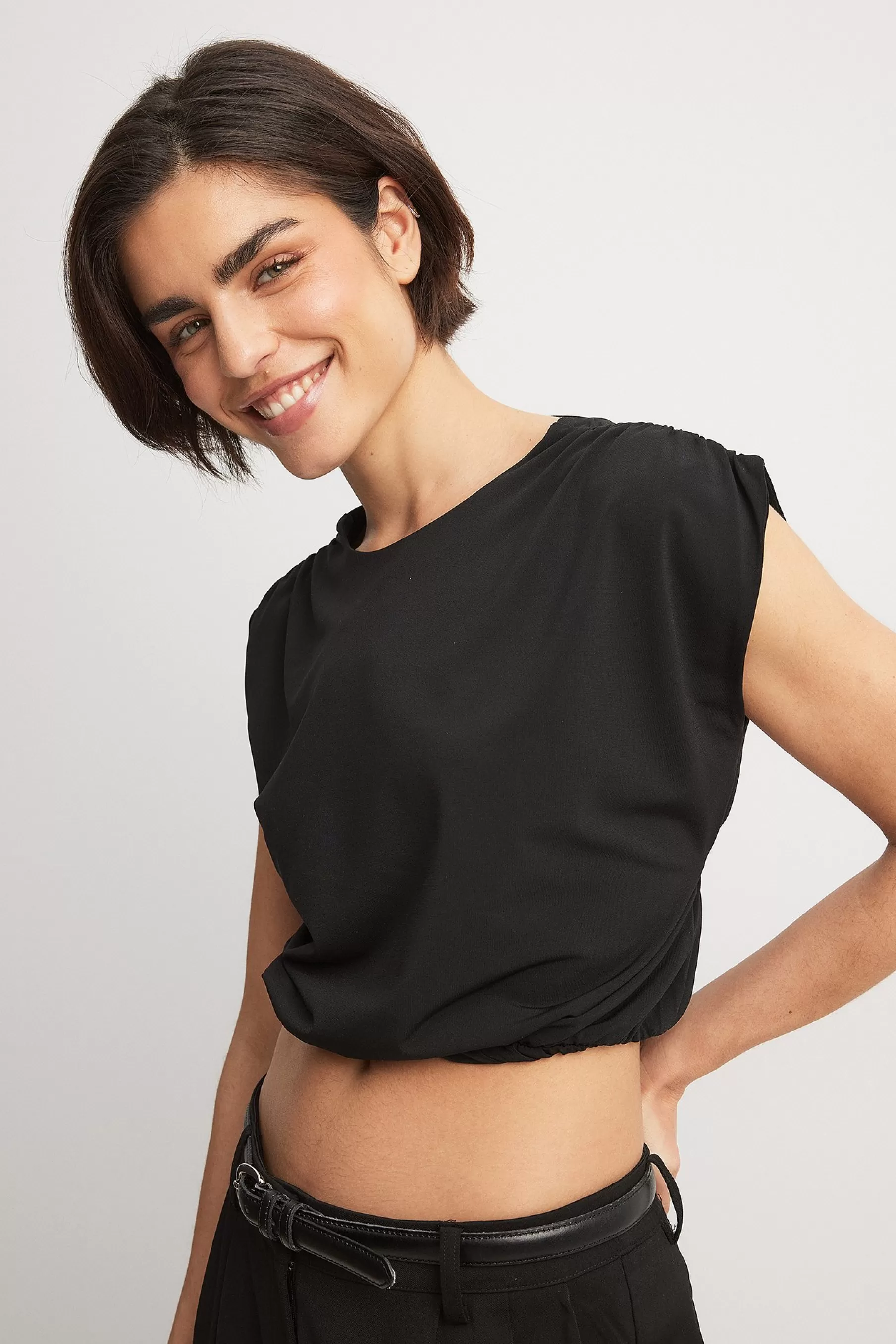 NA-KD Open Back Top Black