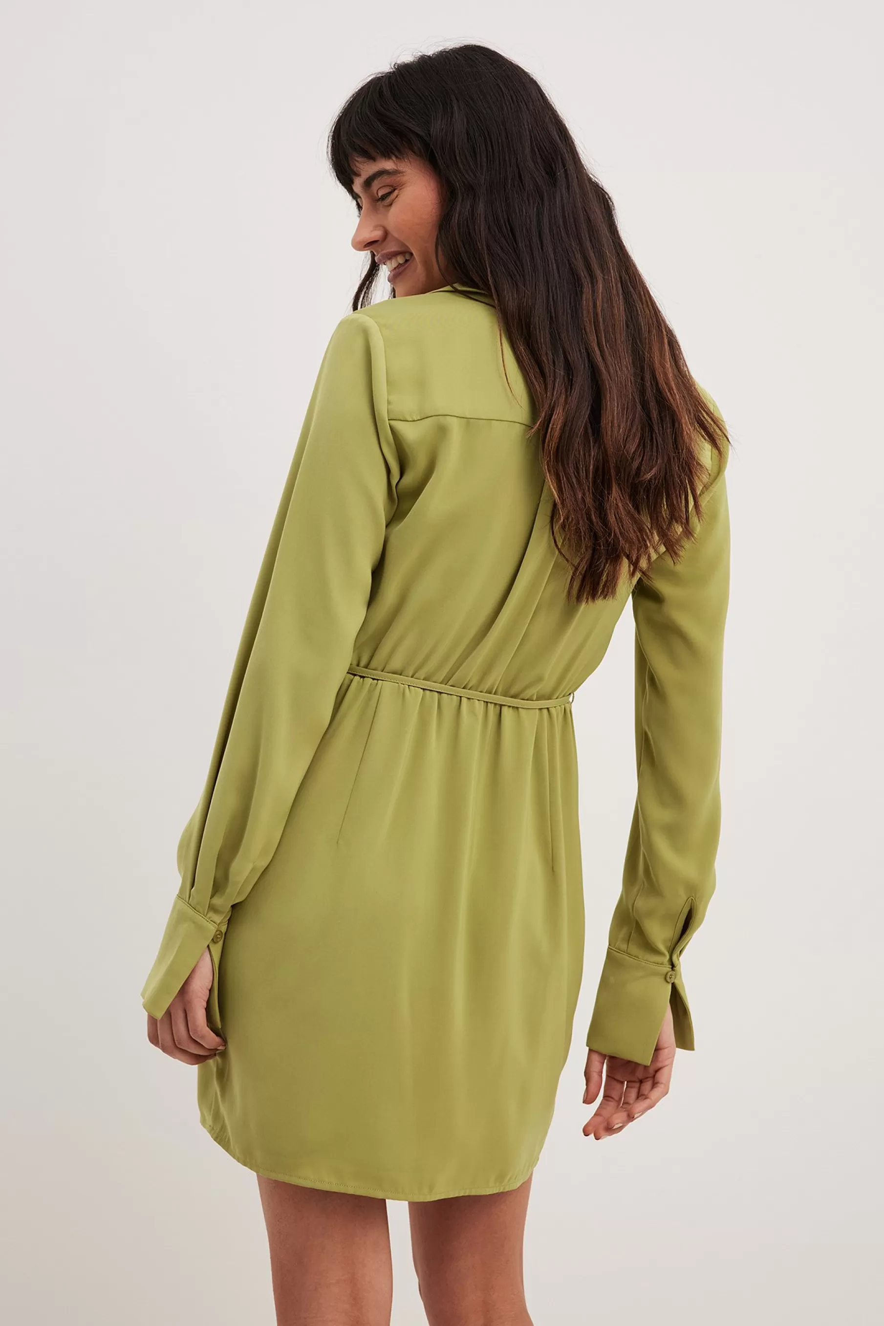 NA-KD Overlap Classic Mini Dress Green