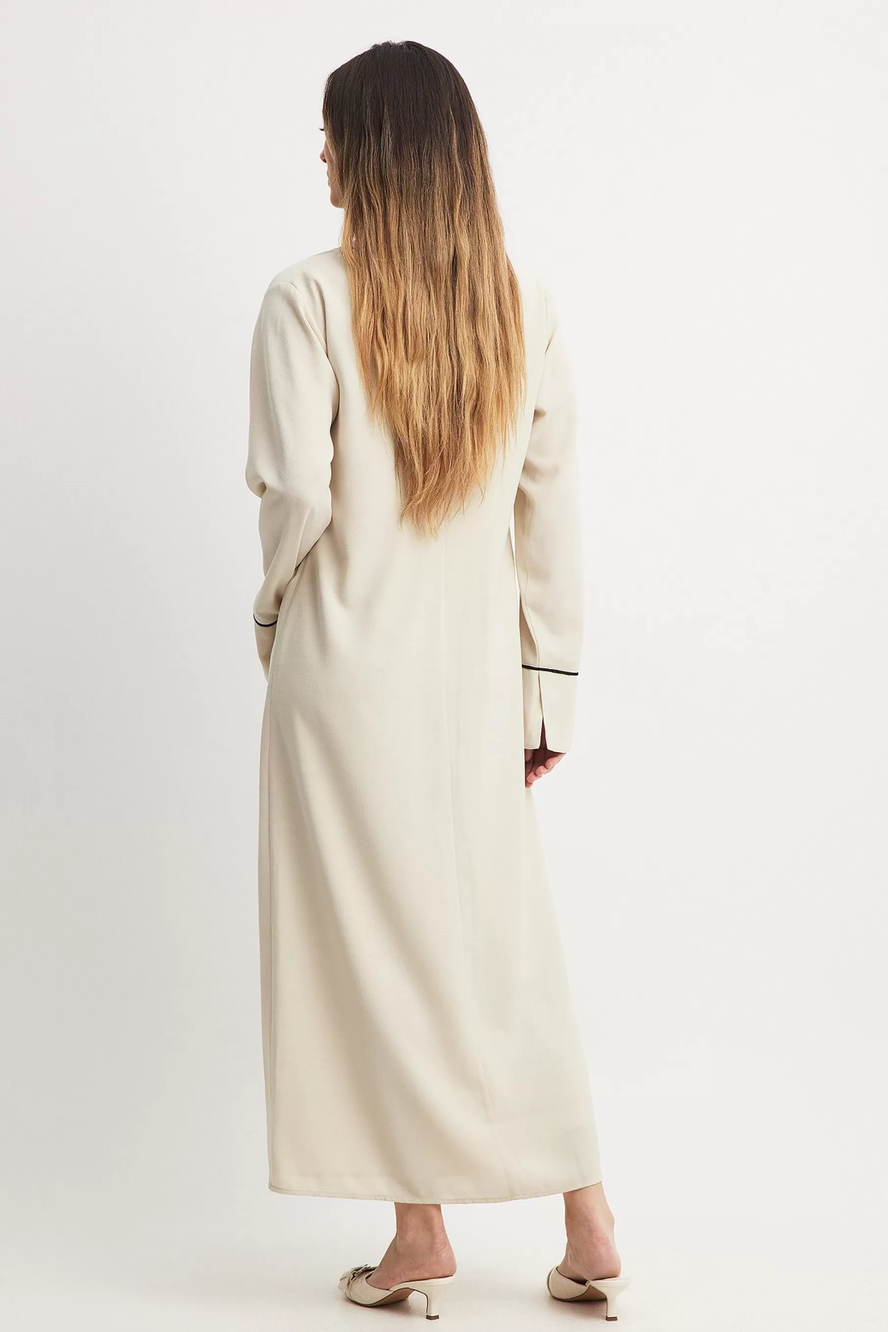 NA-KD Overlap Contrast Maxi Dress Beige