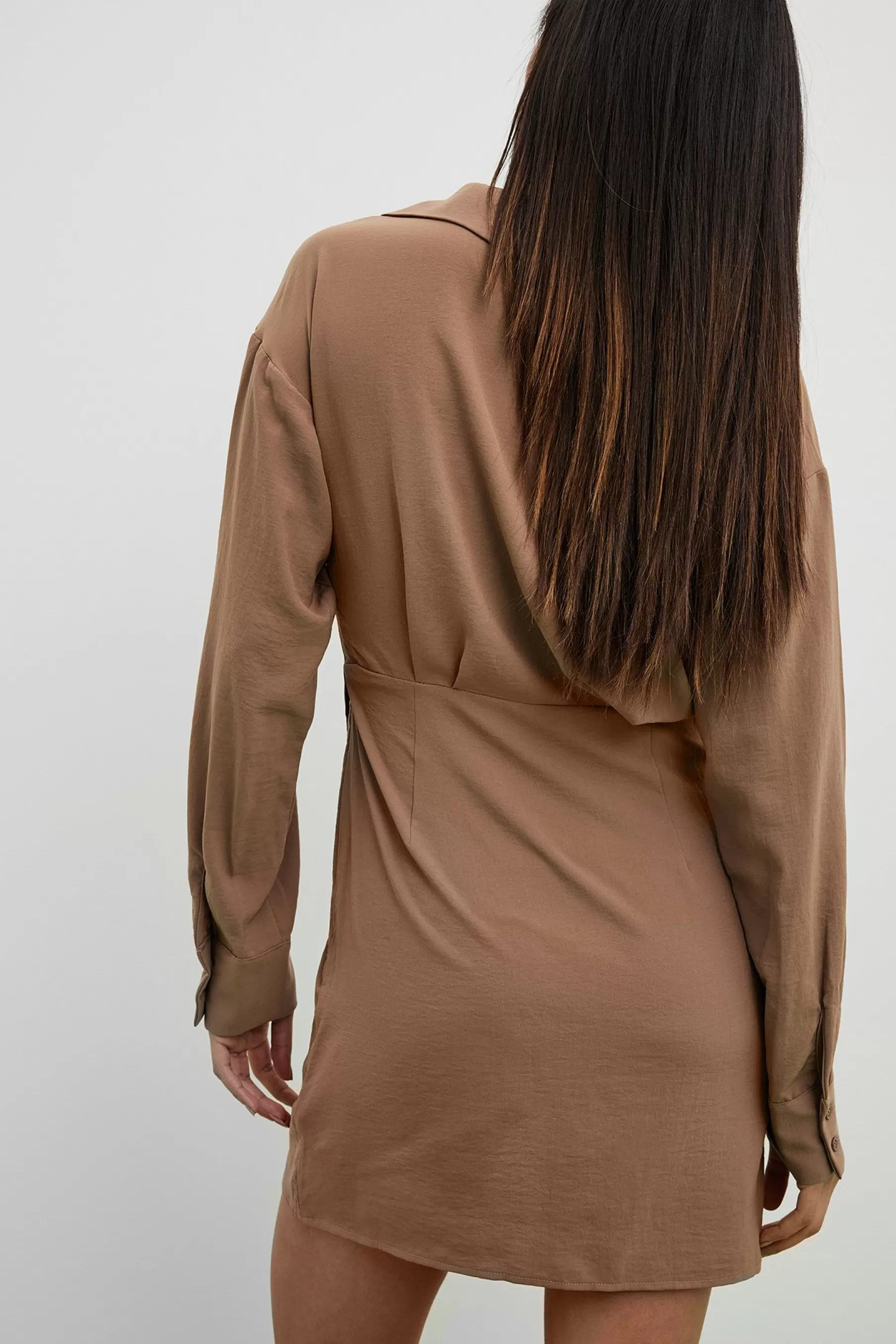 NA-KD Overlap Skirt Part Mini Dress Brown