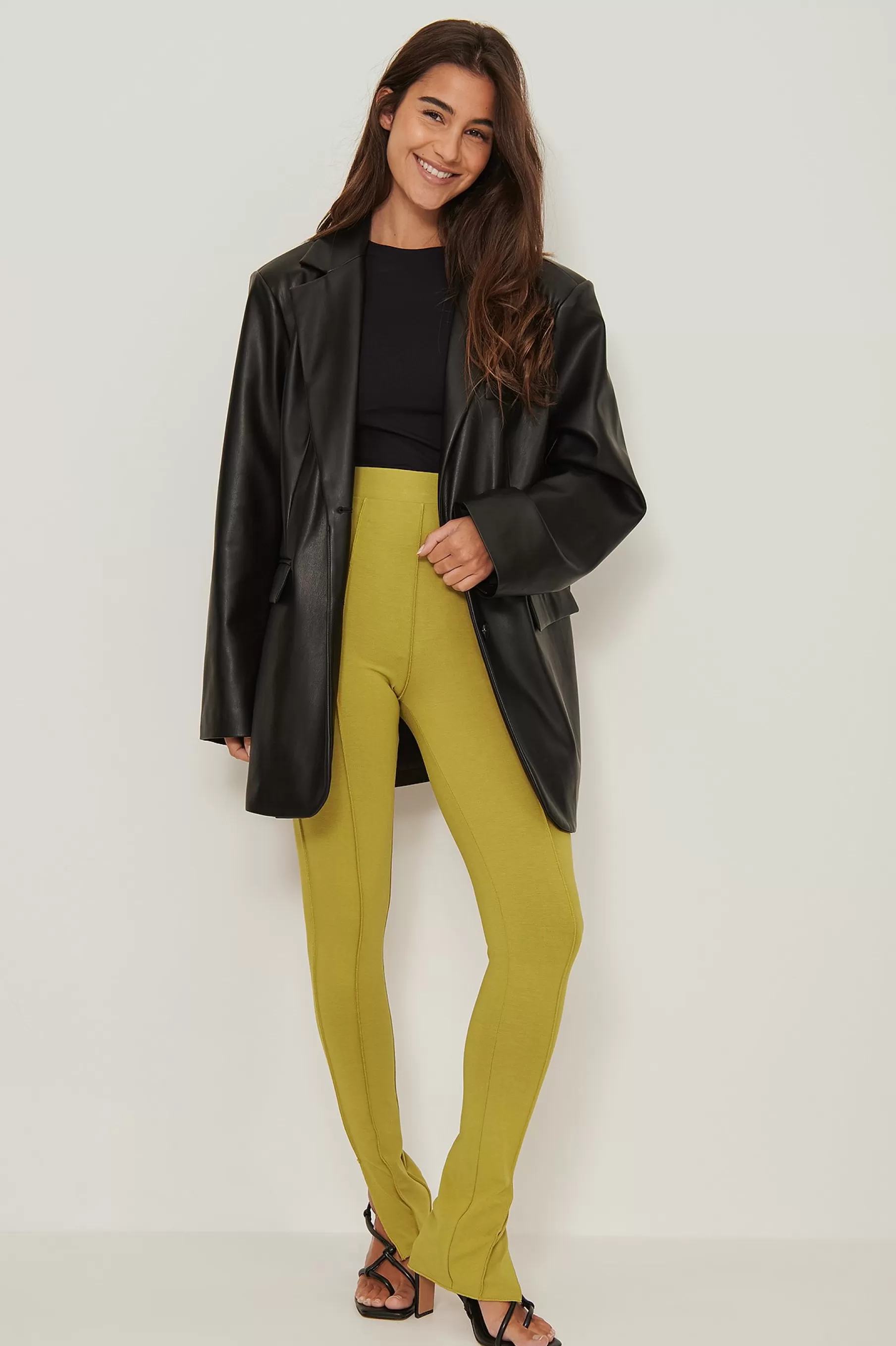 NA-KD Overlock Detail Tights Green