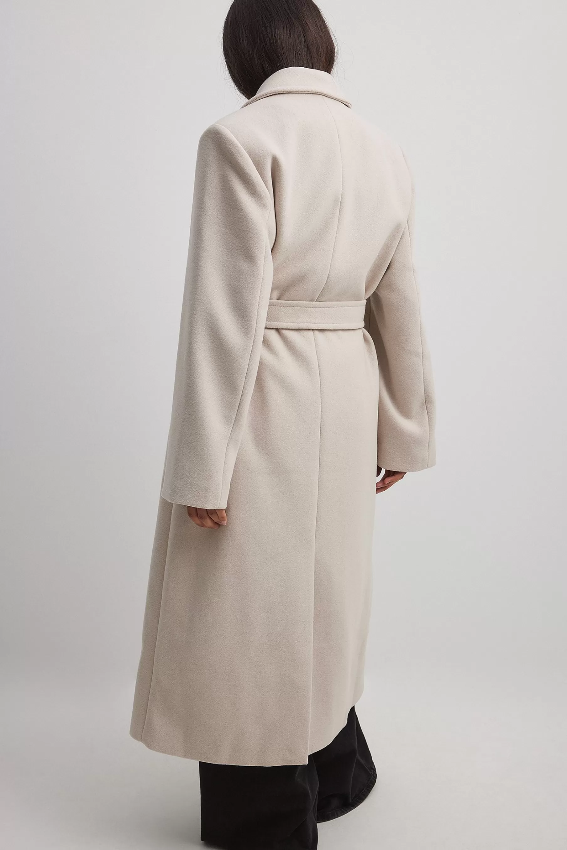 NA-KD Oversized Belted Coat Beige