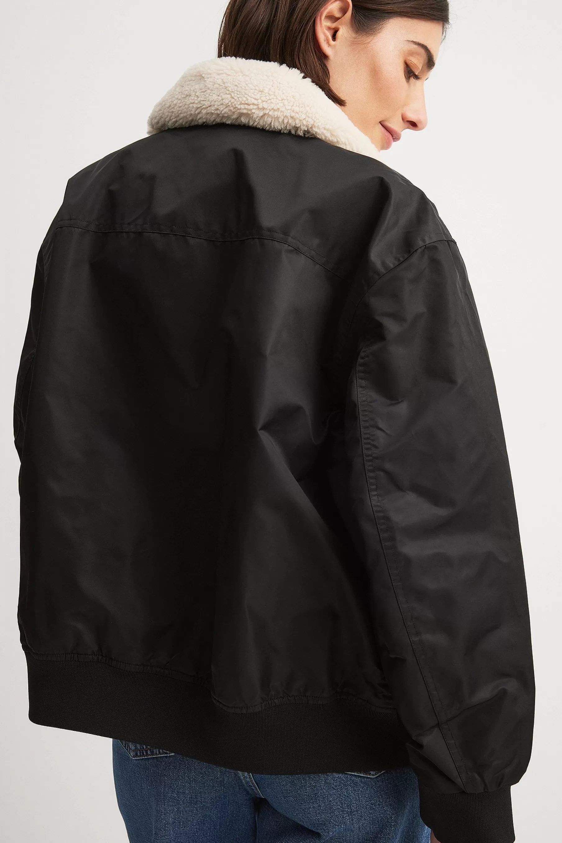 NA-KD Oversized Bomber Jacket Black