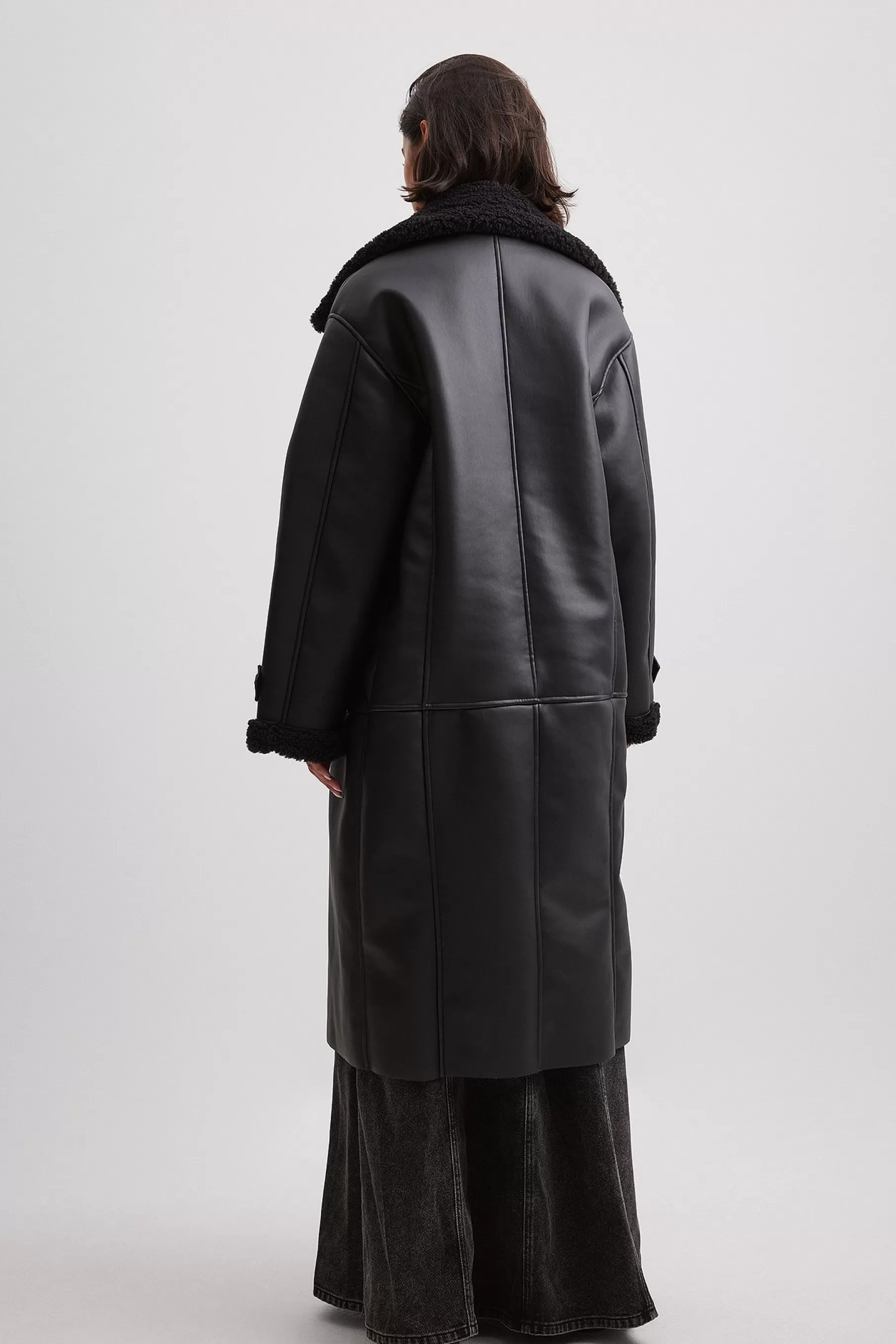 NA-KD Oversized Bonded Coat Black