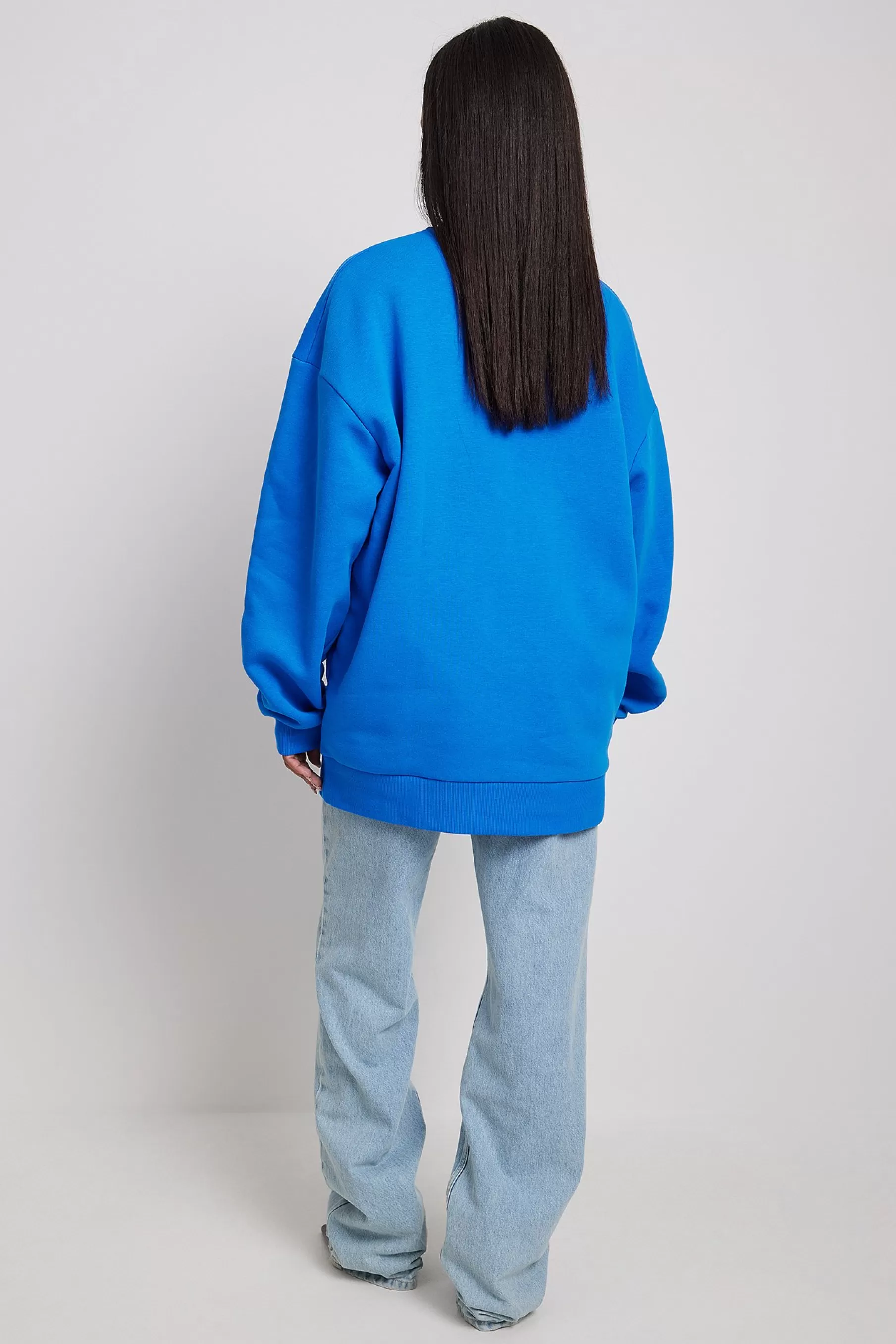 NA-KD Oversized Brushed Sweatshirt Blue