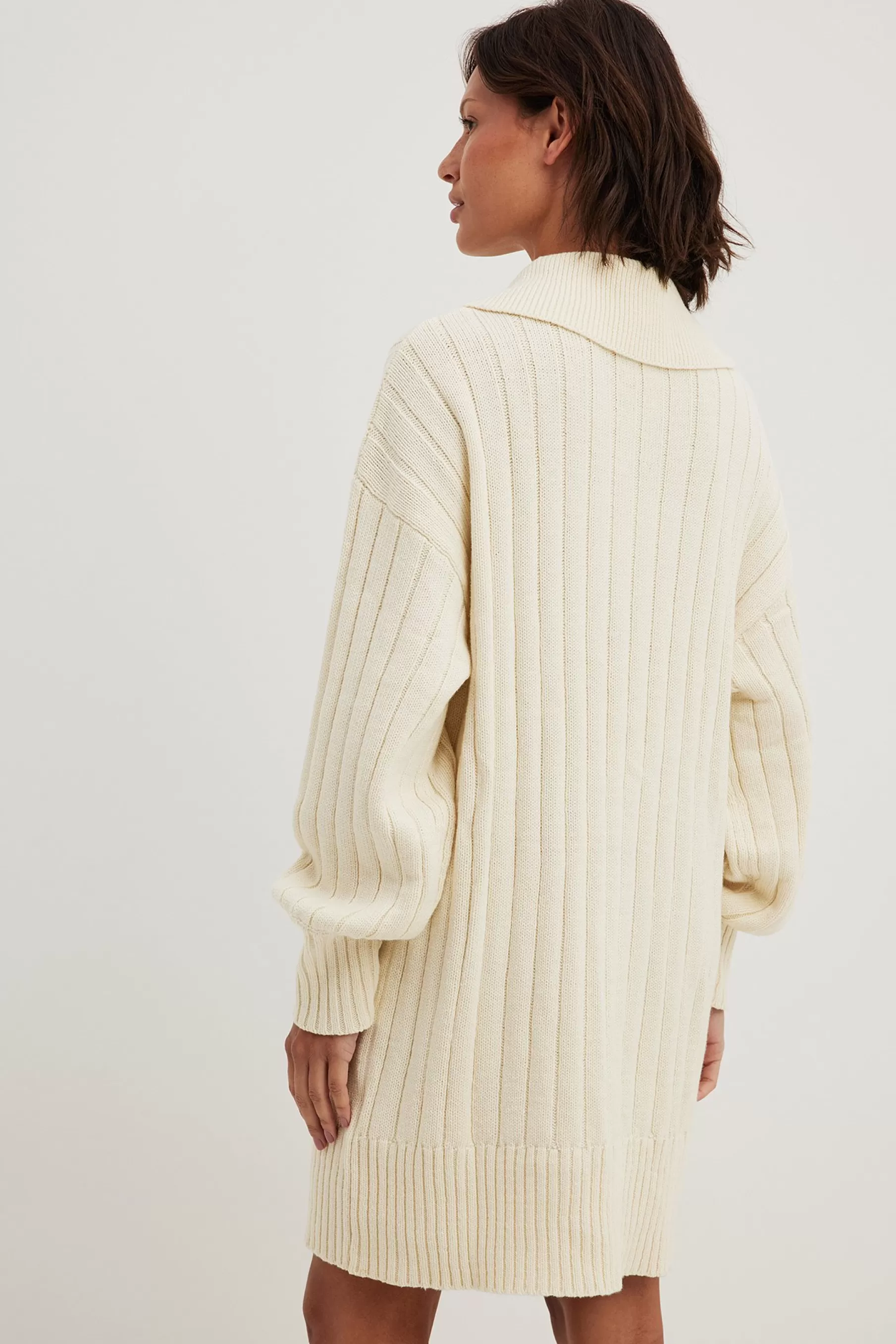 NA-KD Oversized Button Detail Knitted Sweater Offwhite