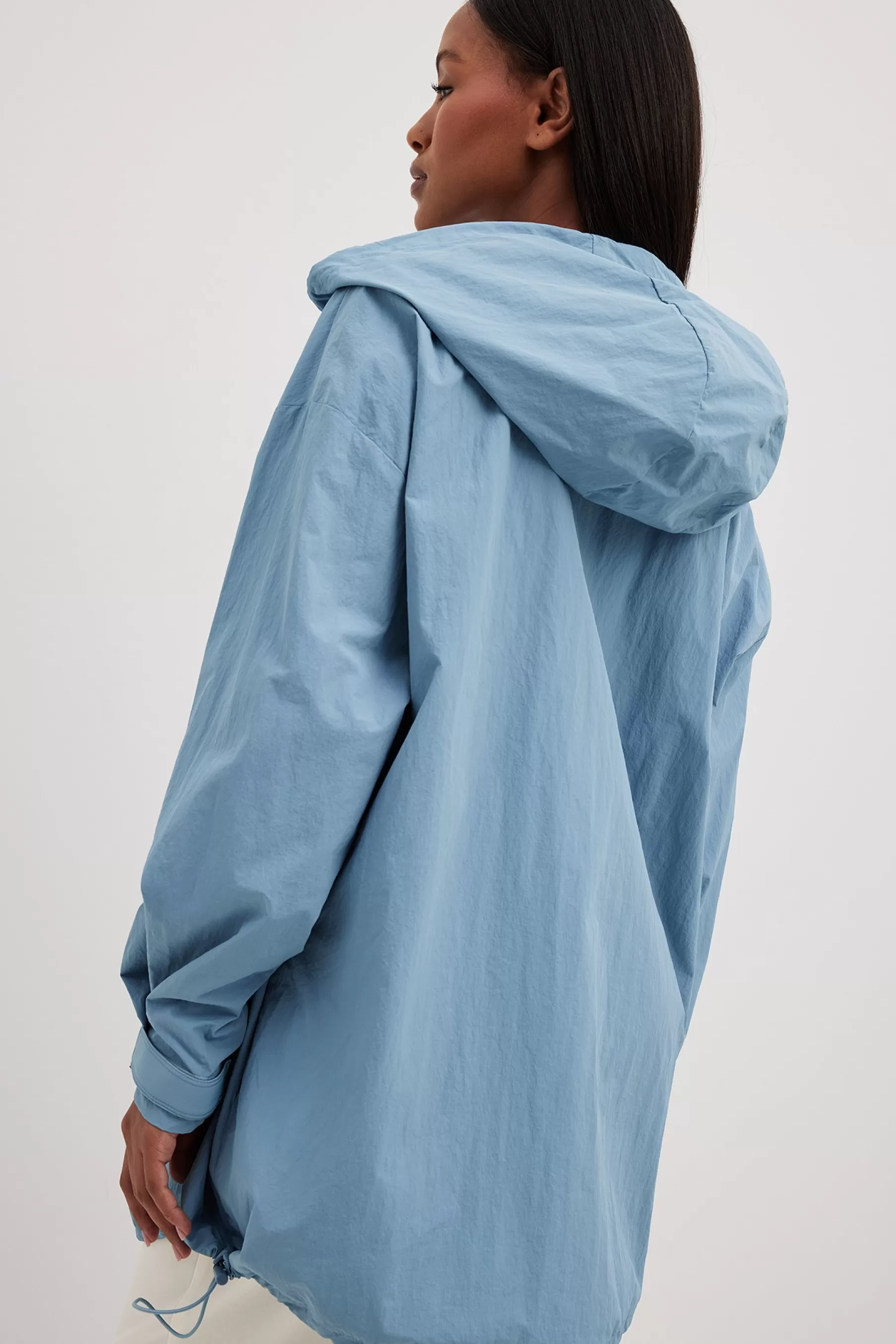 NA-KD Oversized Drawstring Hoodie Blue