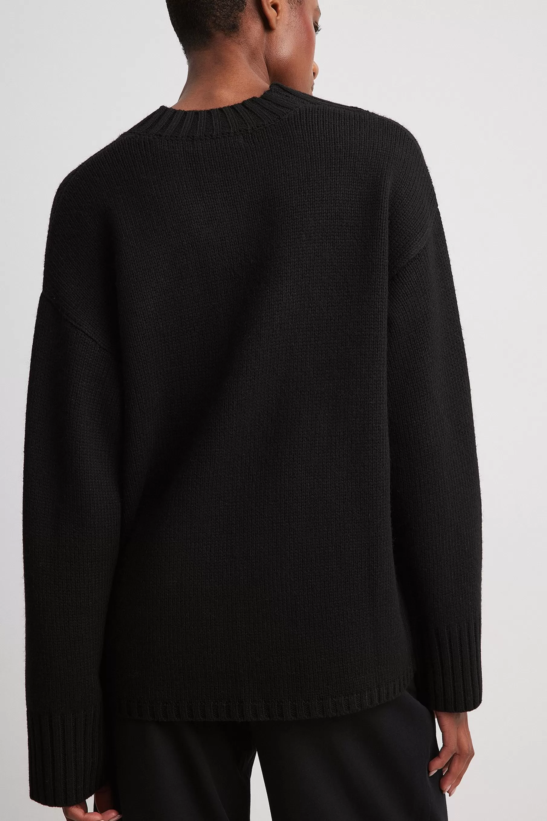 NA-KD Oversized Heavy Knit Cardigan Black