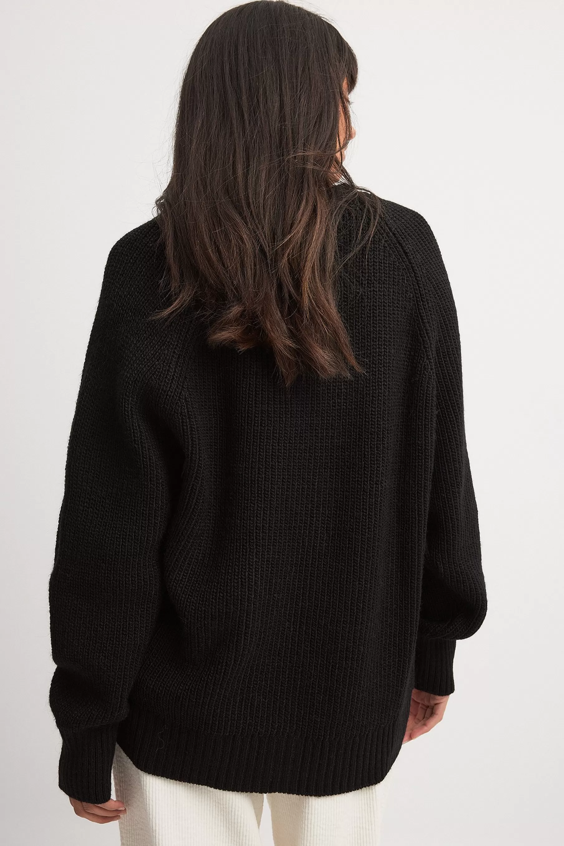 NA-KD Oversized Knitted Cardigan Black