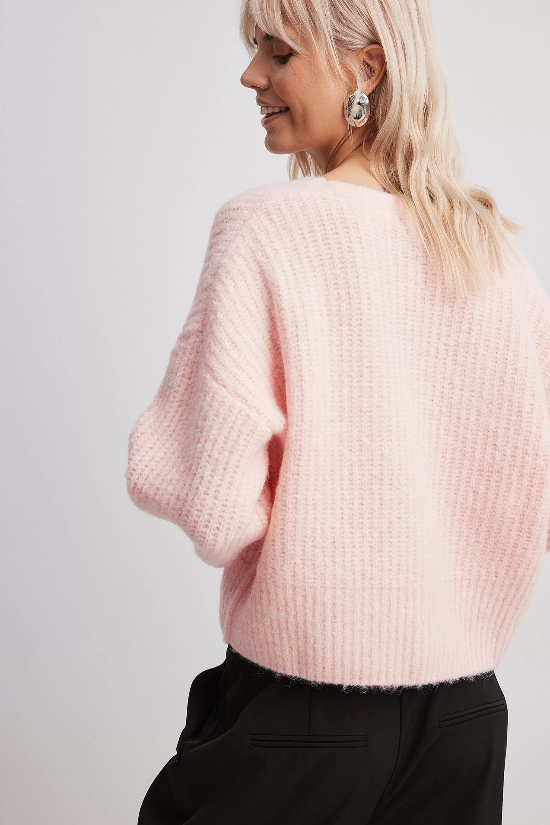 NA-KD Oversized Knitted Cardigan Pink