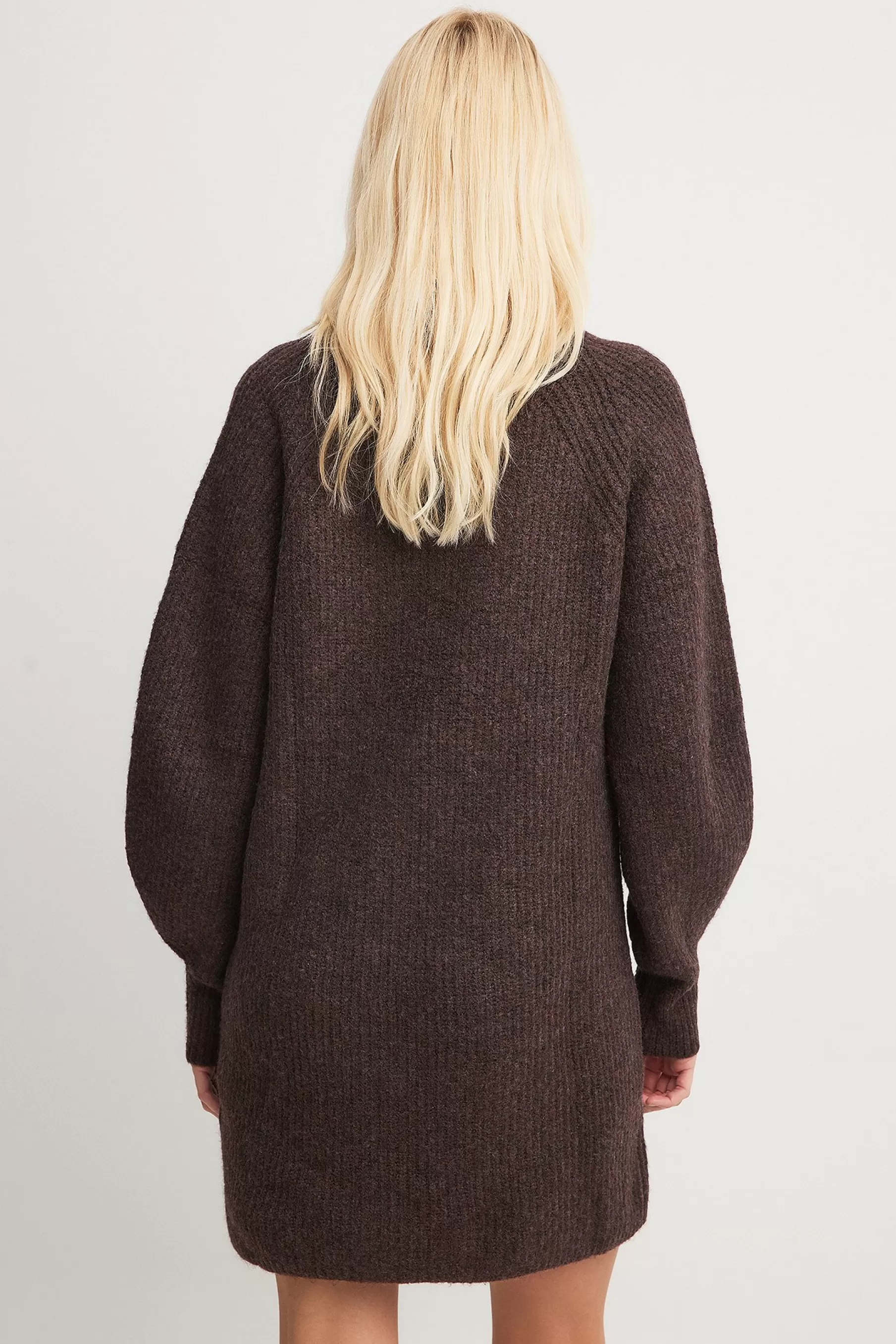 NA-KD Oversized Knitted Polo Dress Brown