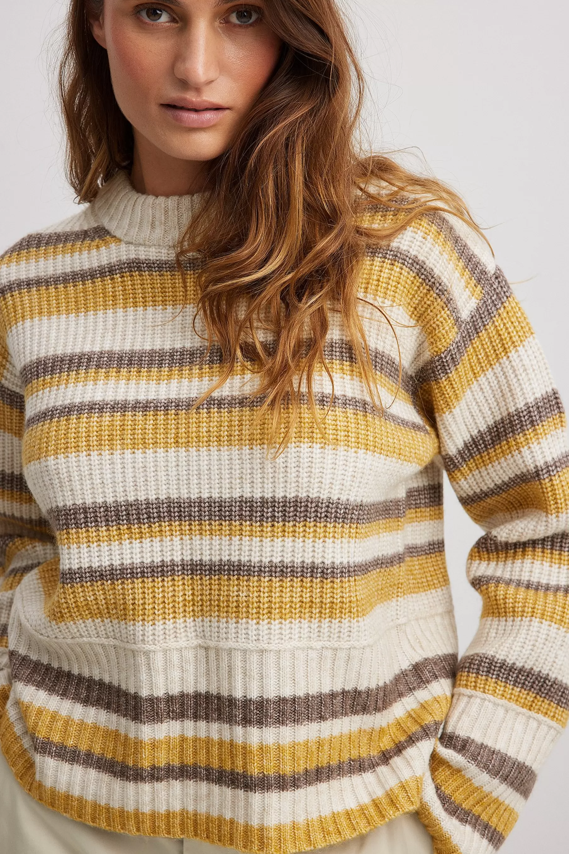 NA-KD Oversized Knitted Striped Sweater Stripe