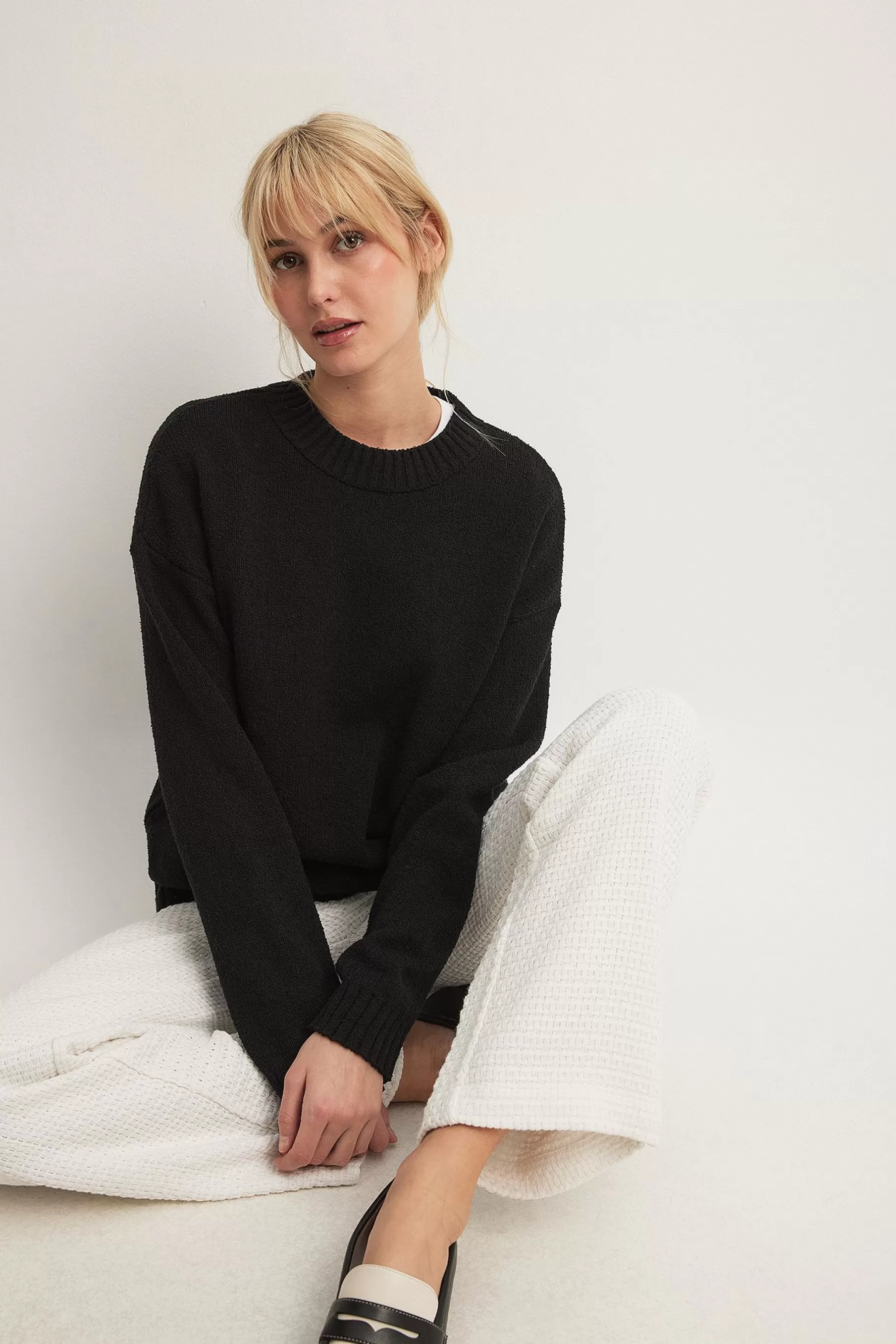 NA-KD Oversized Knitted Sweater Black