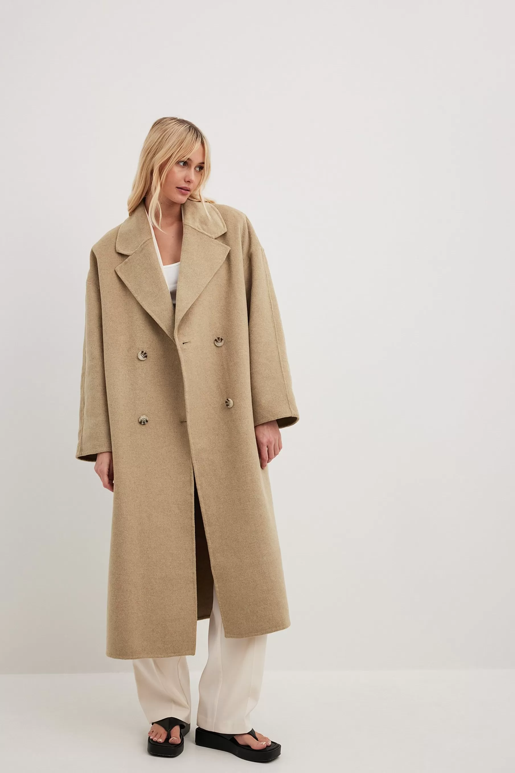 NA-KD Oversized Lightweight Coat Beige