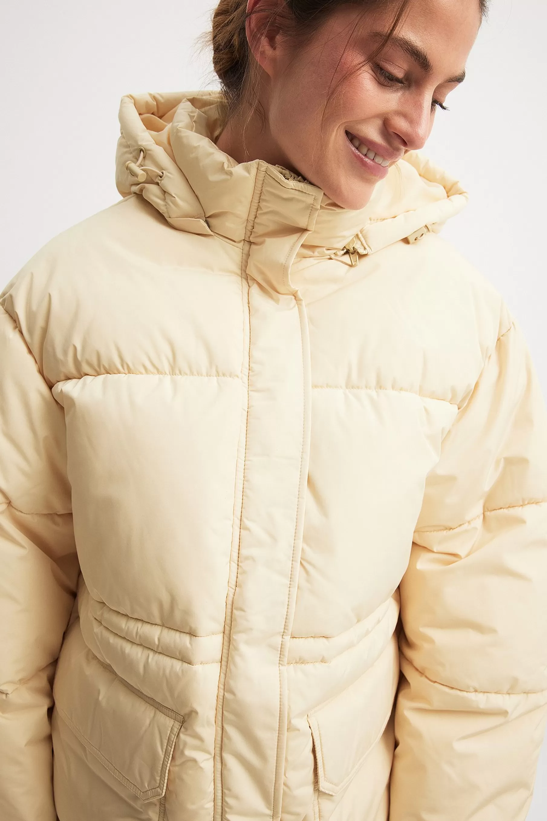 NA-KD Oversized Padded Jacket Beige