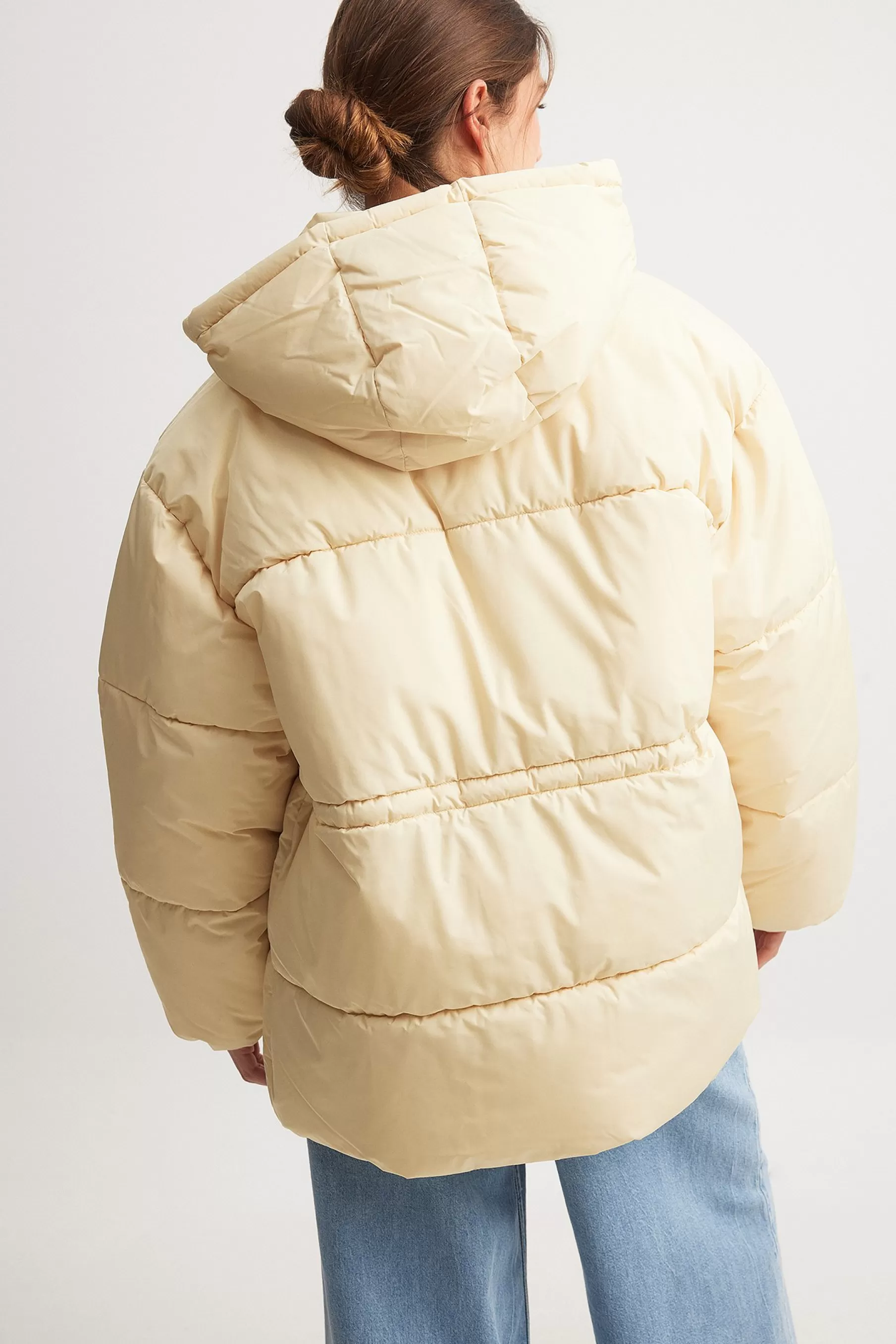 NA-KD Oversized Padded Jacket Beige