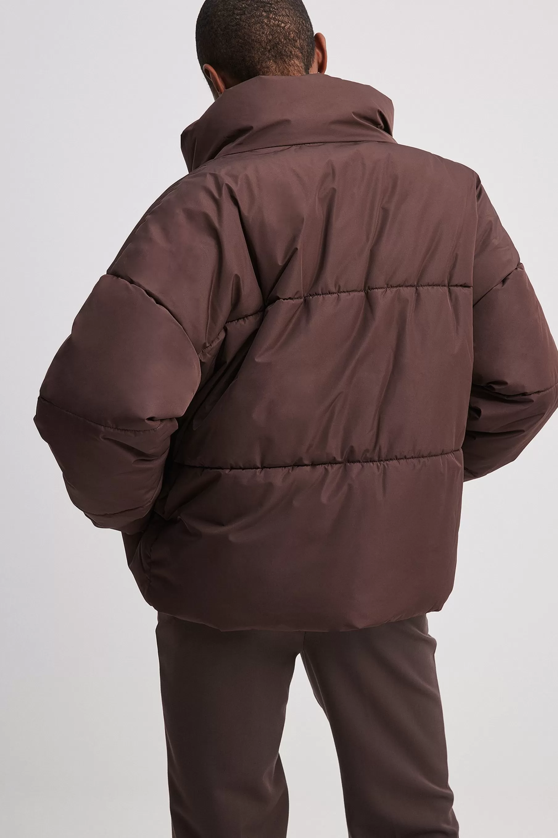 NA-KD Oversized Padded Jacket Brown