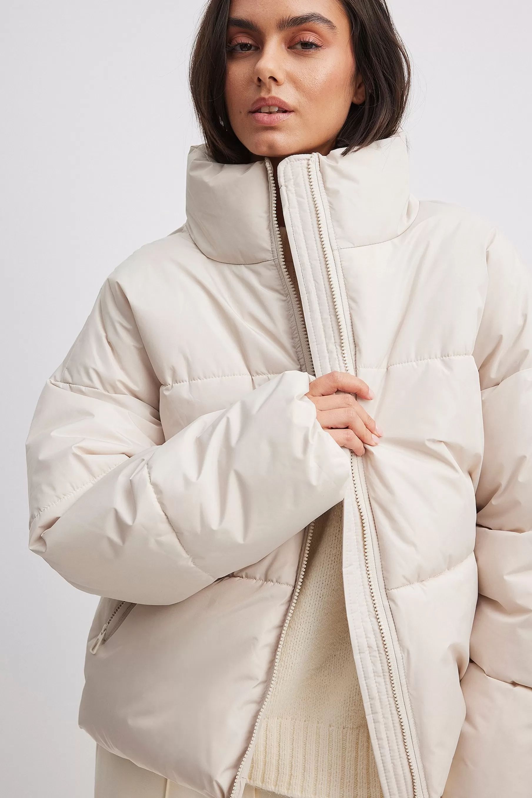 NA-KD Oversized Padded Jacket Offwhite