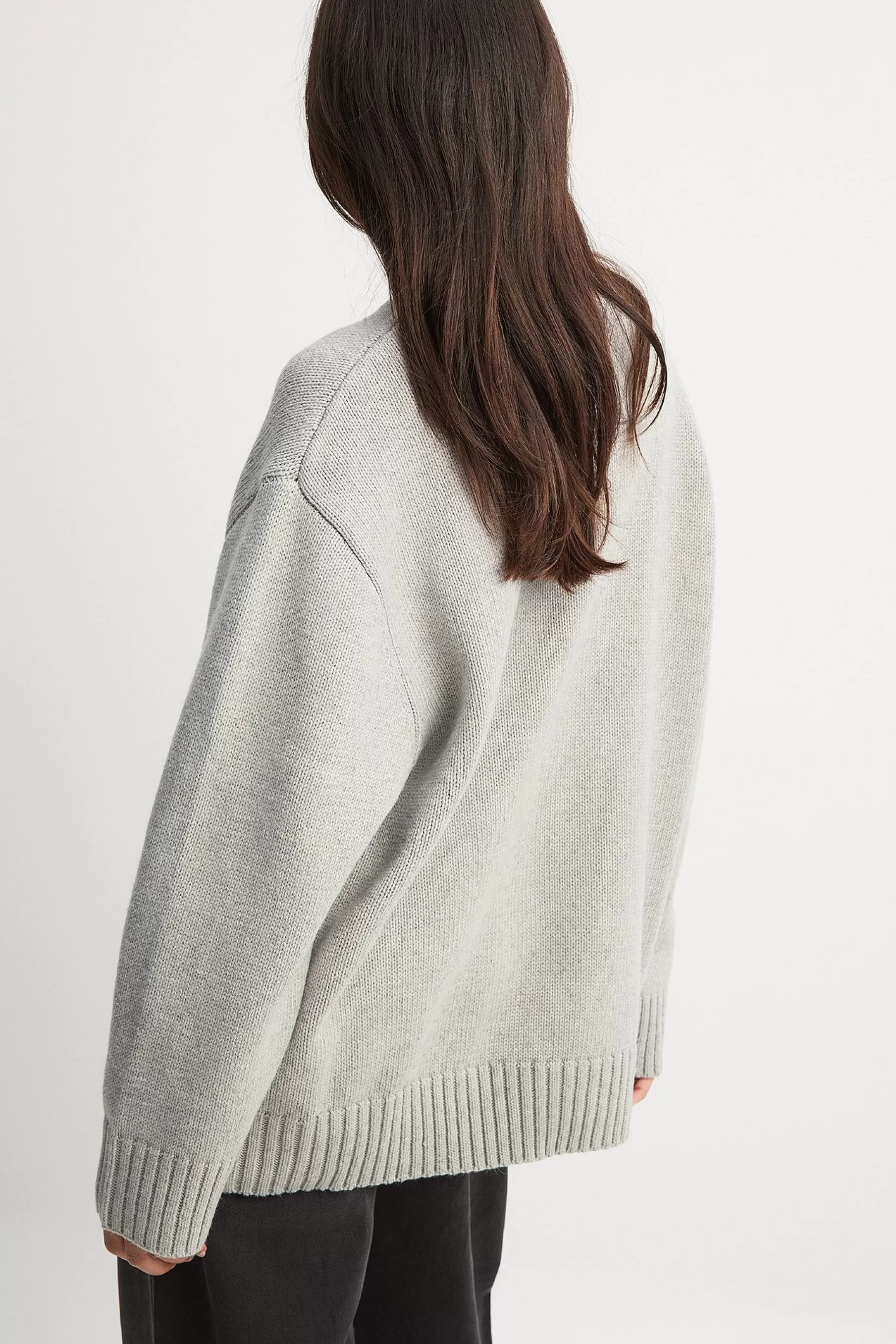 NA-KD Oversized Round Neck Knitted Sweater Grey