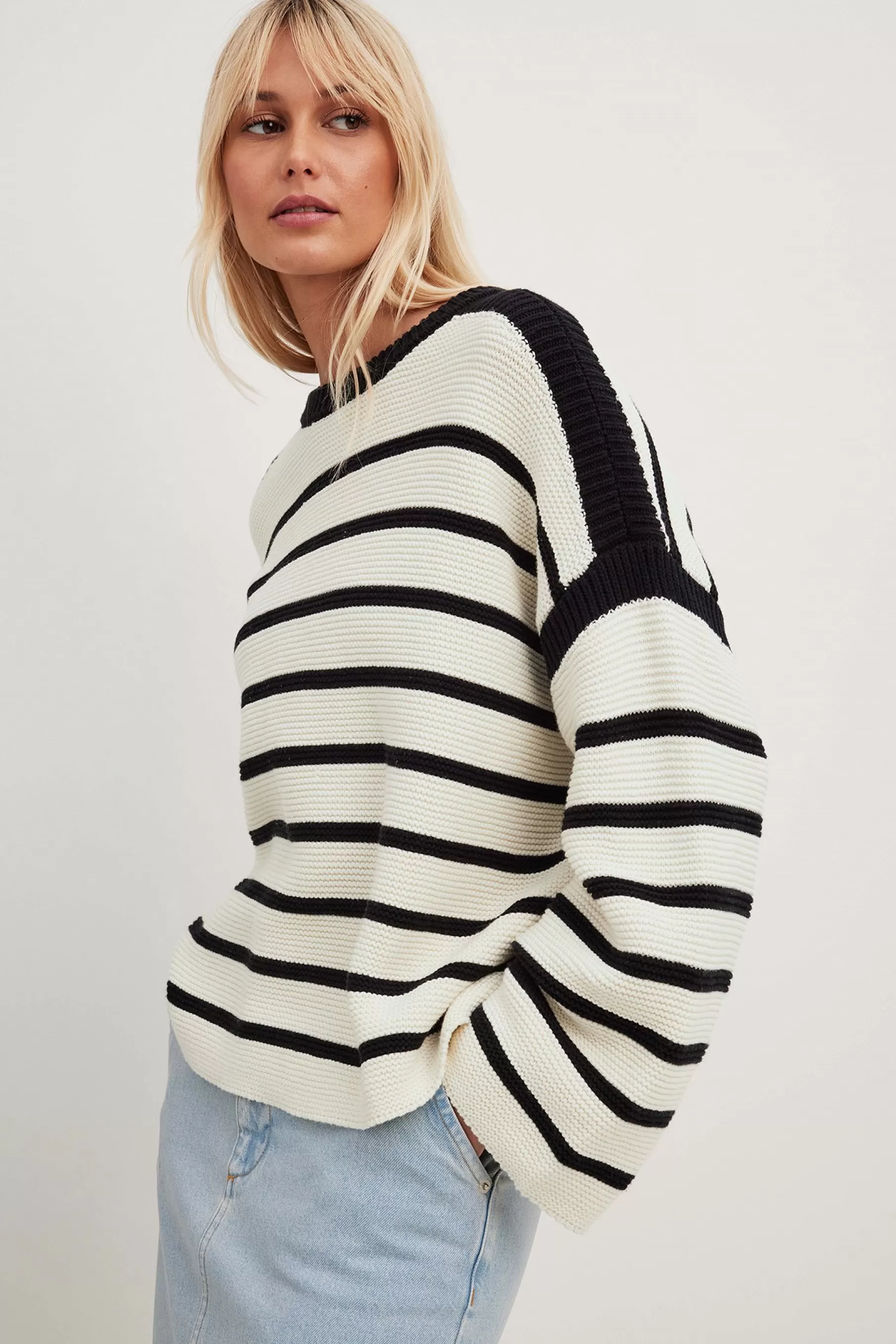 NA-KD Oversized Striped Knitted Sweater Stripe