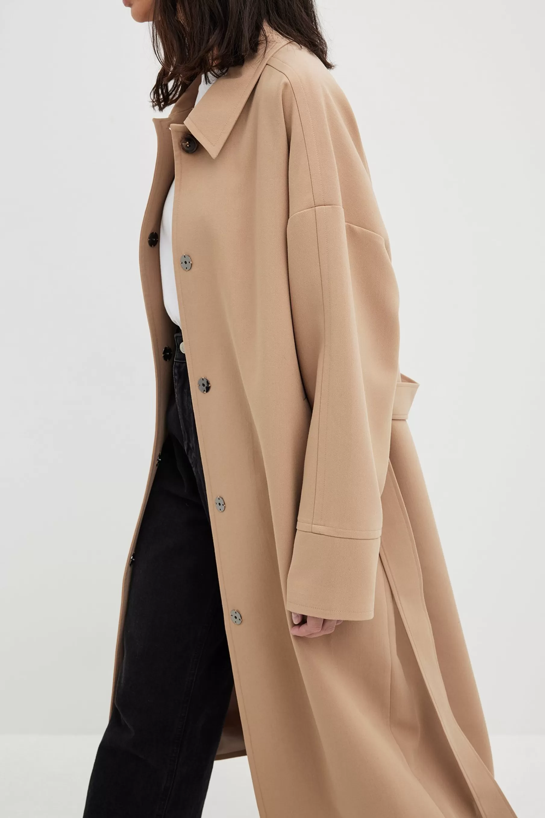 NA-KD Oversized Trenchcoat Beige