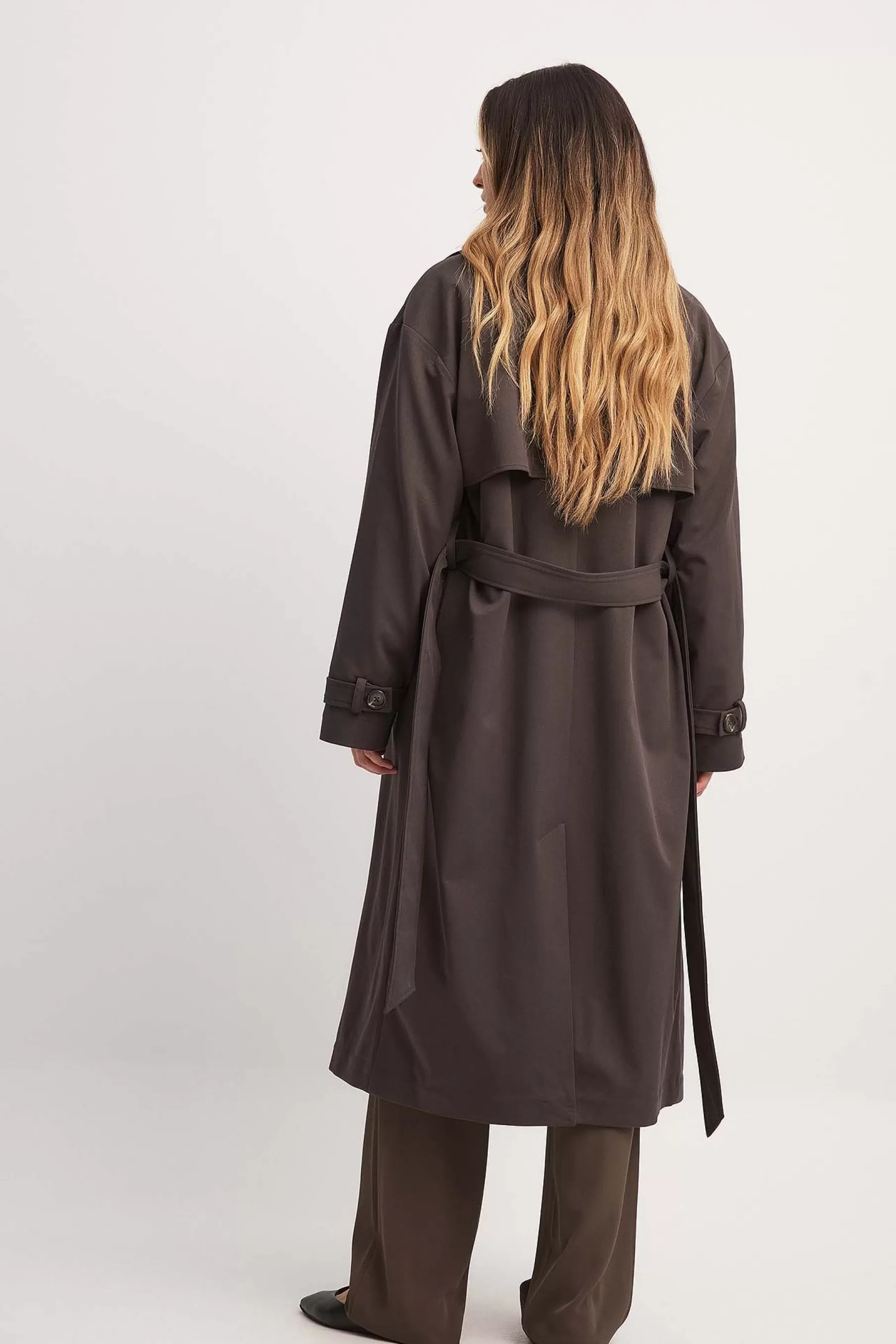 NA-KD Oversized Trenchcoat Brown