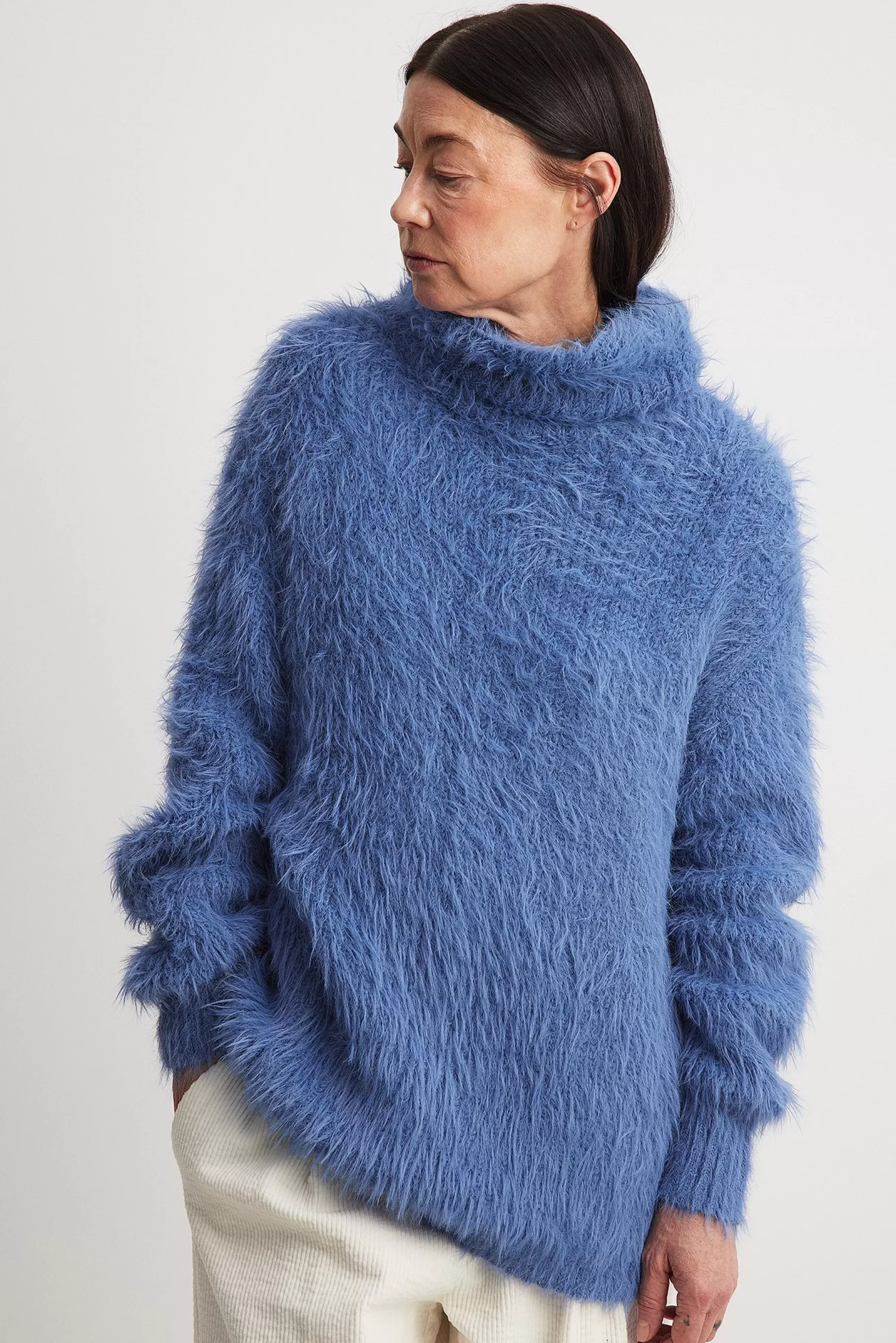 NA-KD Oversized Turtleneck Knitted Sweater Blue