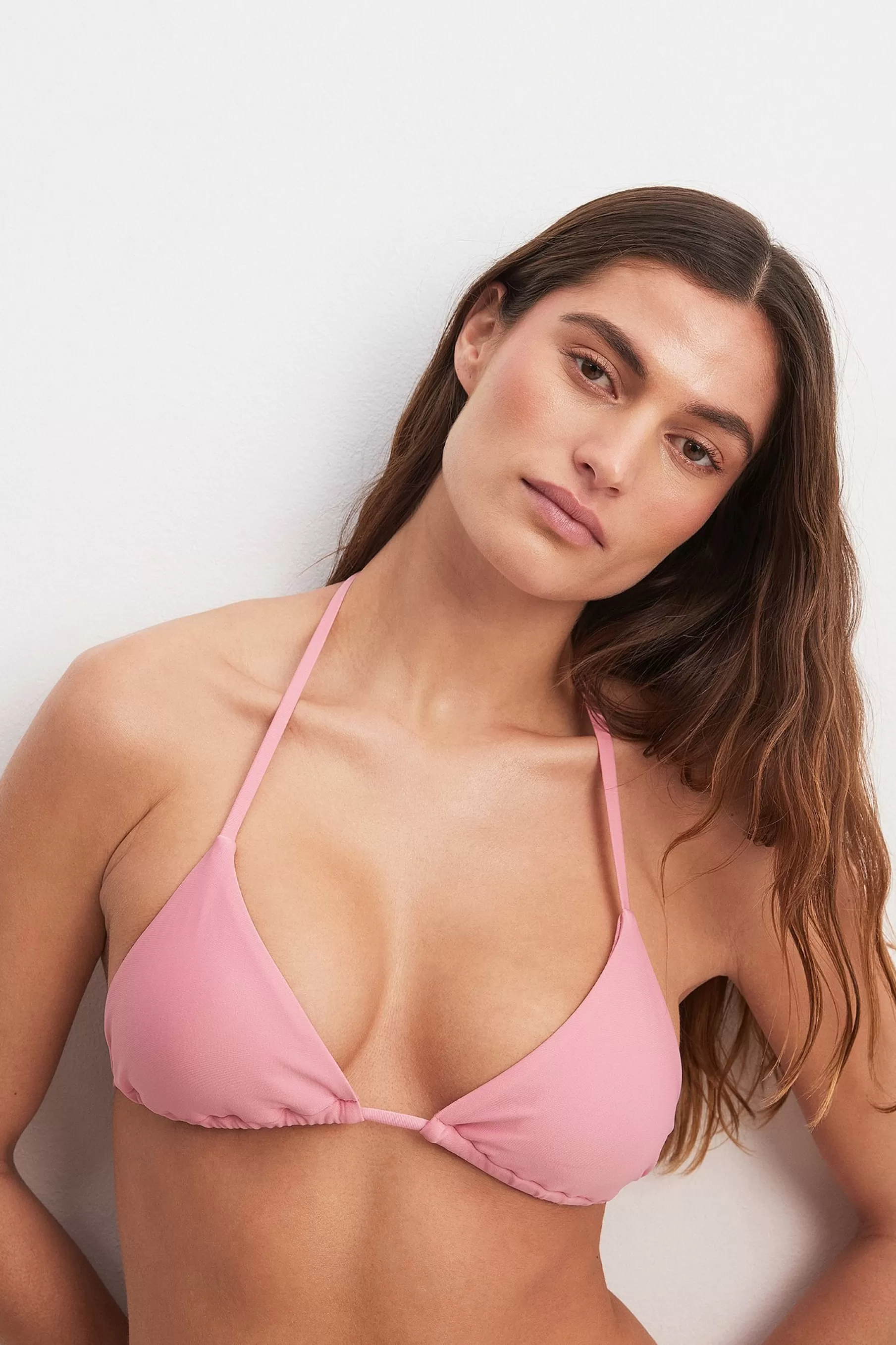 NA-KD Padded Triangle Bikini Top Pink